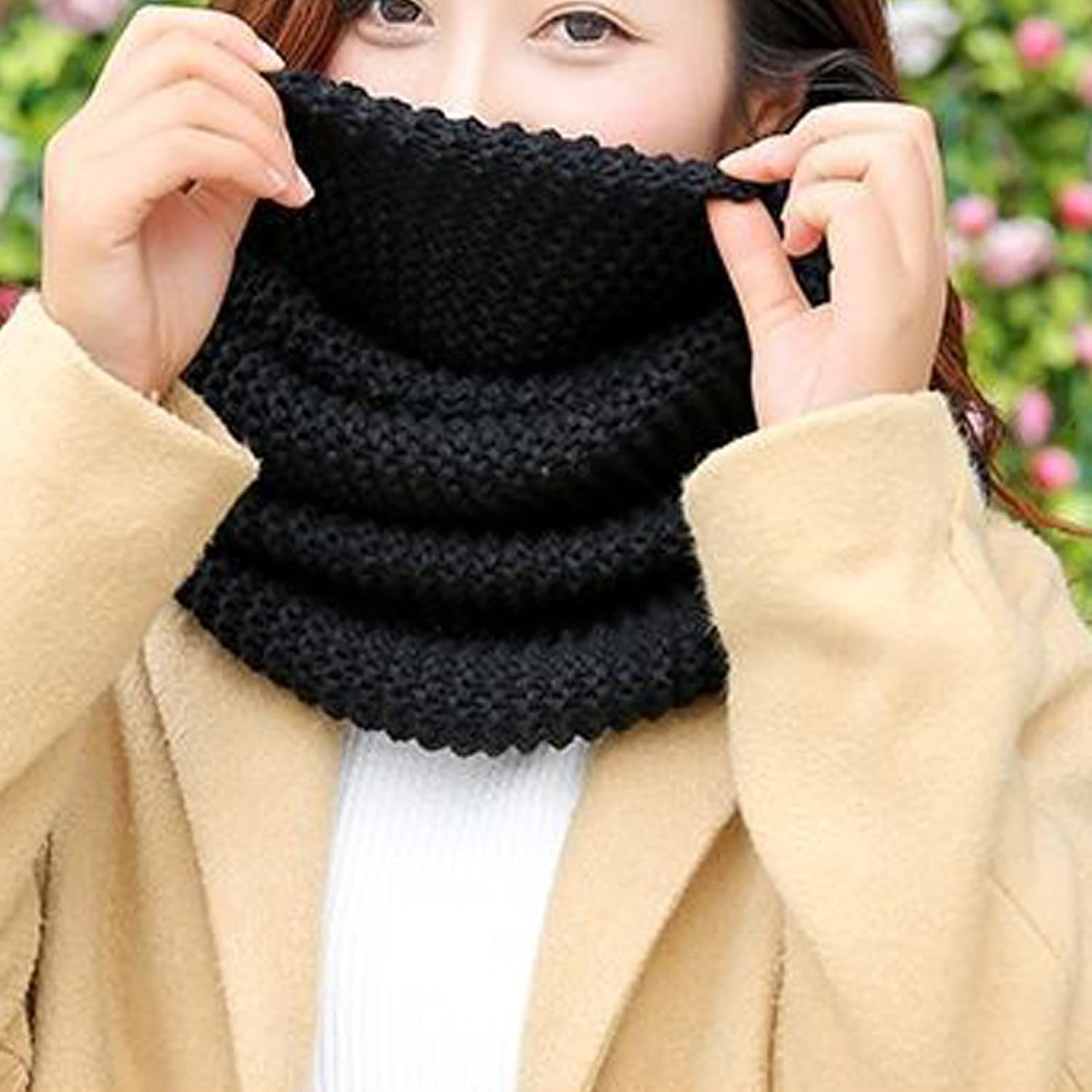 CENZICOM Neck Warmer, Winter Warm Fleece Lined Chunky Knit Thermal Neck Warmer for Women