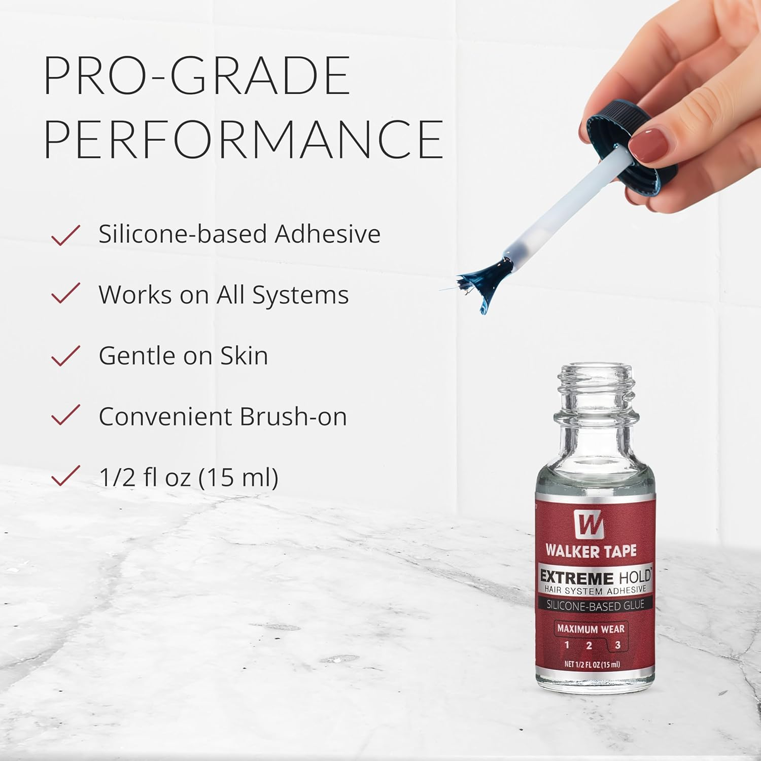 Walker Tape - Extreme Hold | Silicone Based Adhesive Glue | Wigs, Toupees, Hair Extensions | 15Ml (0.5 Fl Oz)