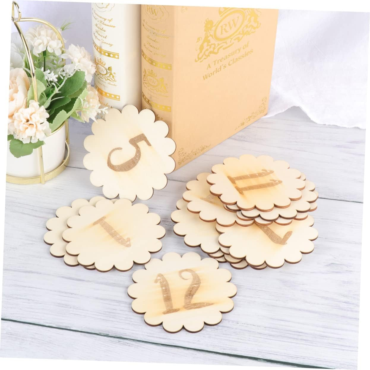 Yardwe 36 Pcs Monthly Milestone Cards Wooden Lace Numbers Newborn Photography Props Creative Birthday Announcement Shower Keepsake image number 2