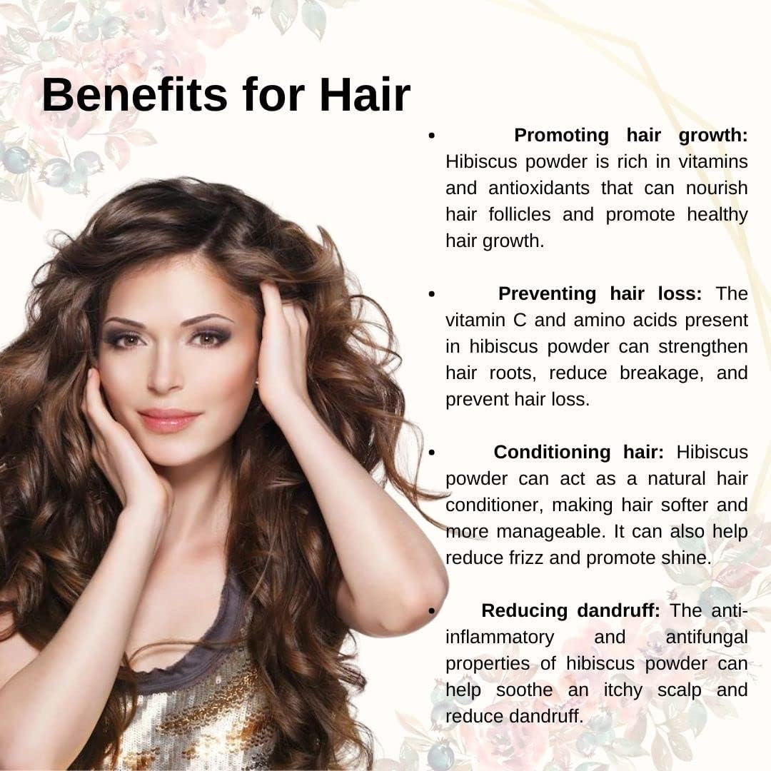 Organic Hibiscus Flower Powder for Face Pack and Hair Mask, Natural Pure Hibiscus Rosa-Sinensis Hair & Skin Care, Gudhal Ka Phool Powder for Dull Hair & Dry Scalp - 100G image number 1