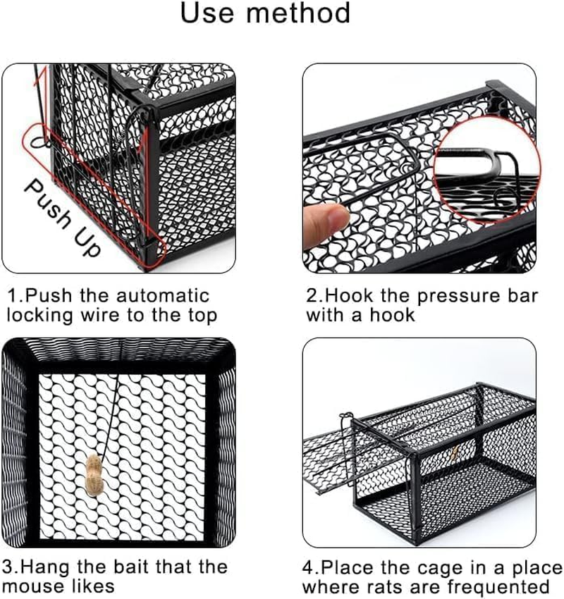 Animal Live Cage Trap Humane Rat Trap Live Mouse Traps Reusable Metal Cage Trap to Catch Rodent,Mice,Squirrel,Weasel,Hamster,Chipmunk for Indoor or Outdoor Size 9.45"X4.5" X4.5" (1 Pcs)