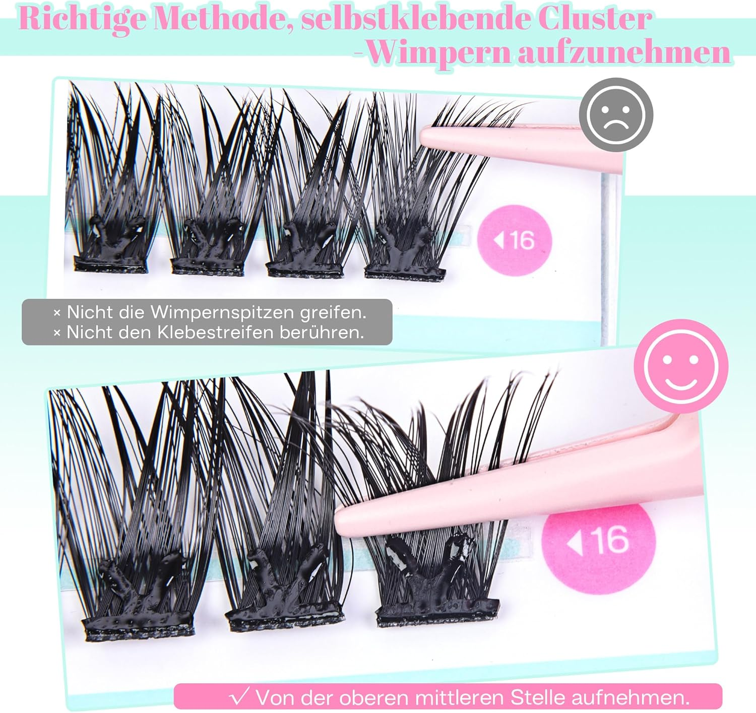 CALAILIS ZBP10D Self-Adhesive Eyelash Extensions, 120 Pieces, D Curl Wispy Eyelashes, Self-Adhesive, Press on Lashes, No Glue Needed, Pre Glue Eyelashes with Tweezers image number 4