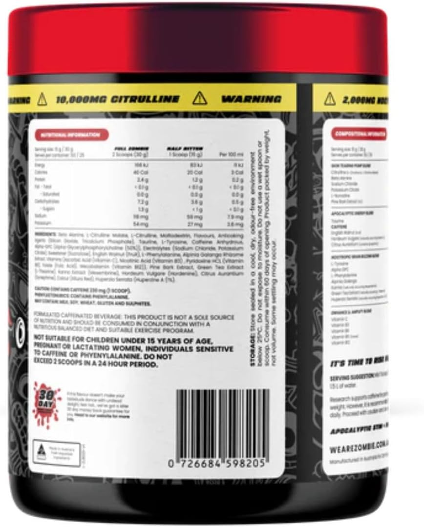 Zombie Labs End of Dayz Pre-Workout 50 Serves Wicked Watermelon image number 1