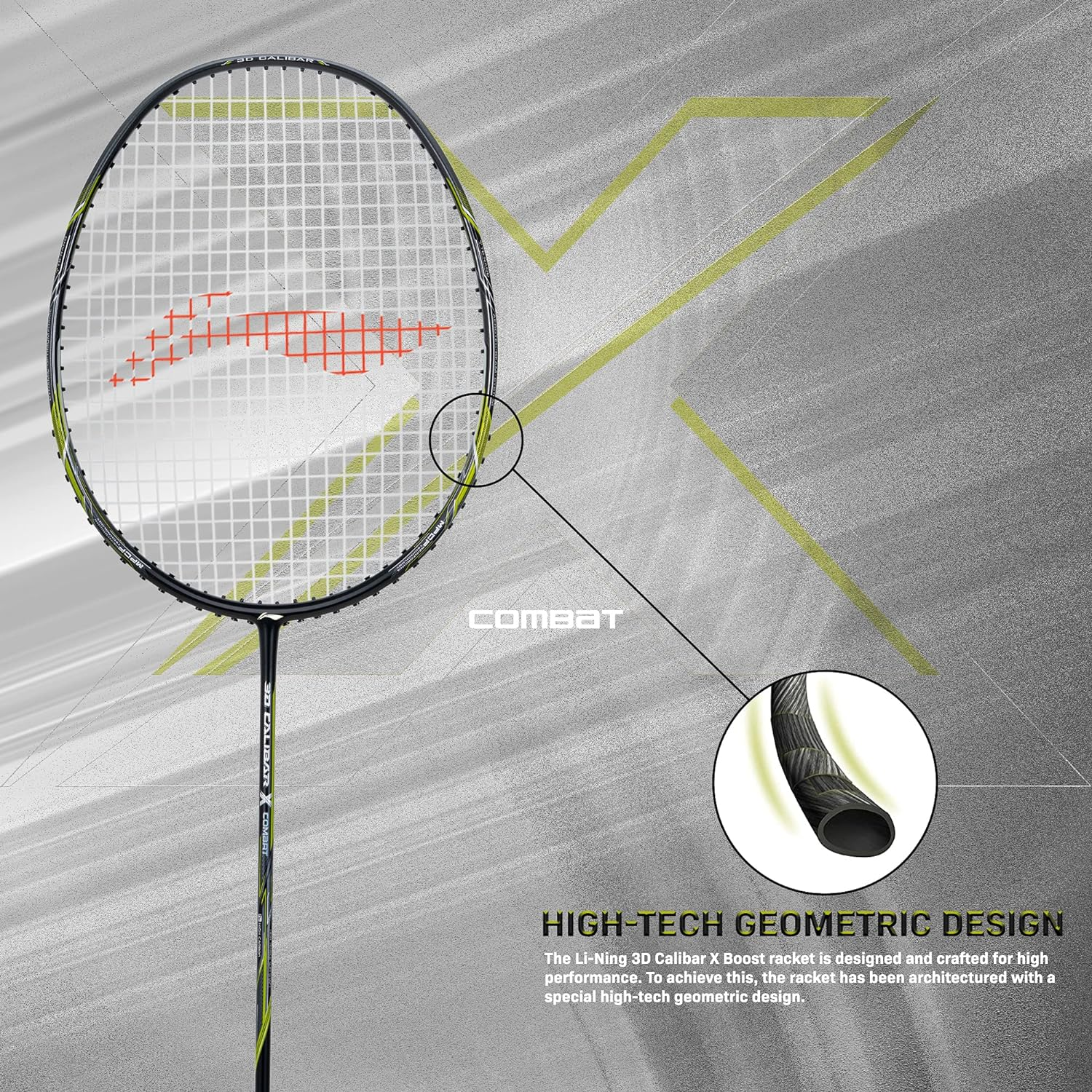 Li-Ning 3D Calibar X Combat Carbon Graphite Strung Racquets, 85 Grams, 30 Lbs String Tension and Free Full Cover image number 1
