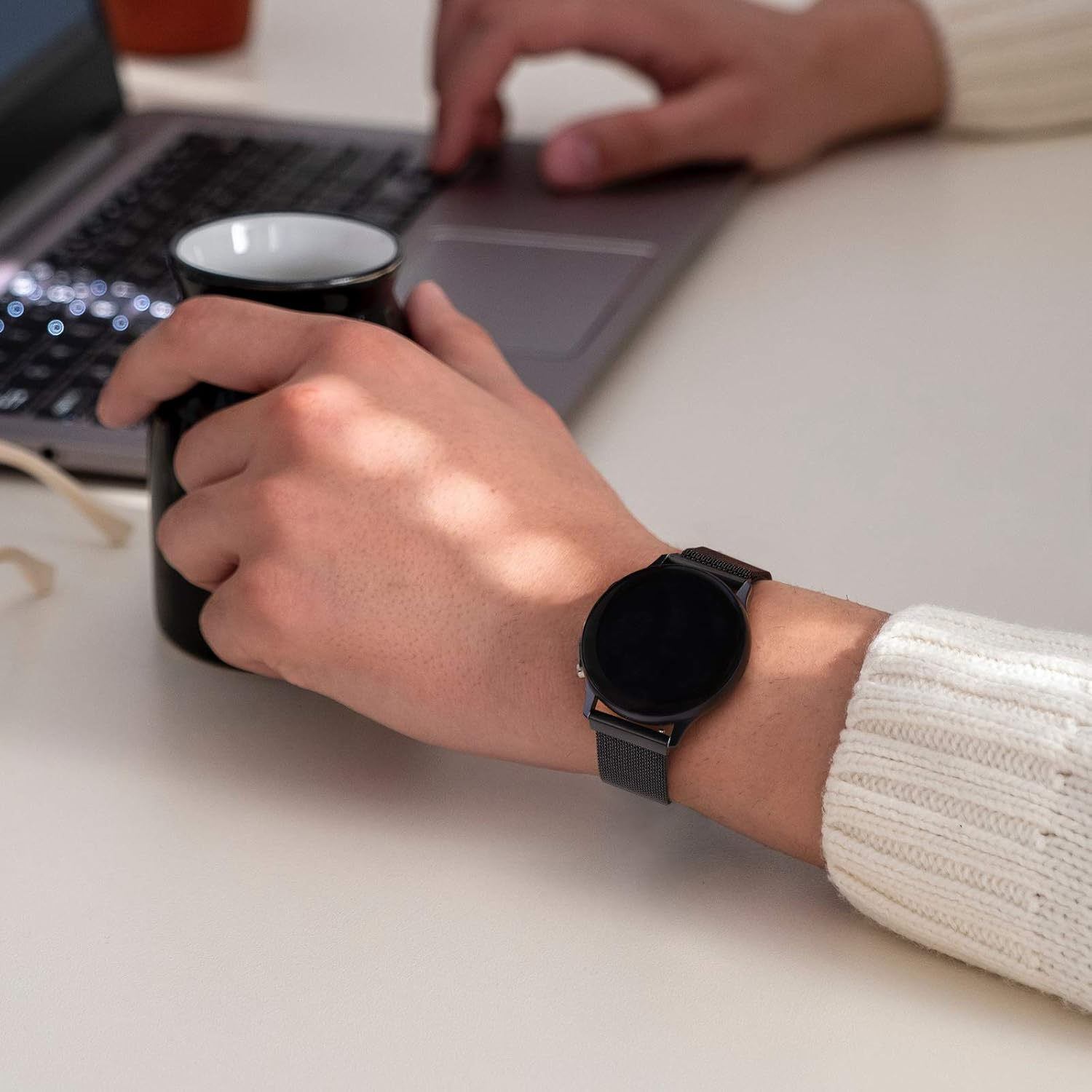 22Mm Bands Compatible with Samsung Galaxy Watch 3 45Mm / Galaxy Watch 46Mm / Gear S3 Frontier Classic Band, 22Mm Width Stainless Steel Mesh Loop Replacement Wristband Strap image number 3