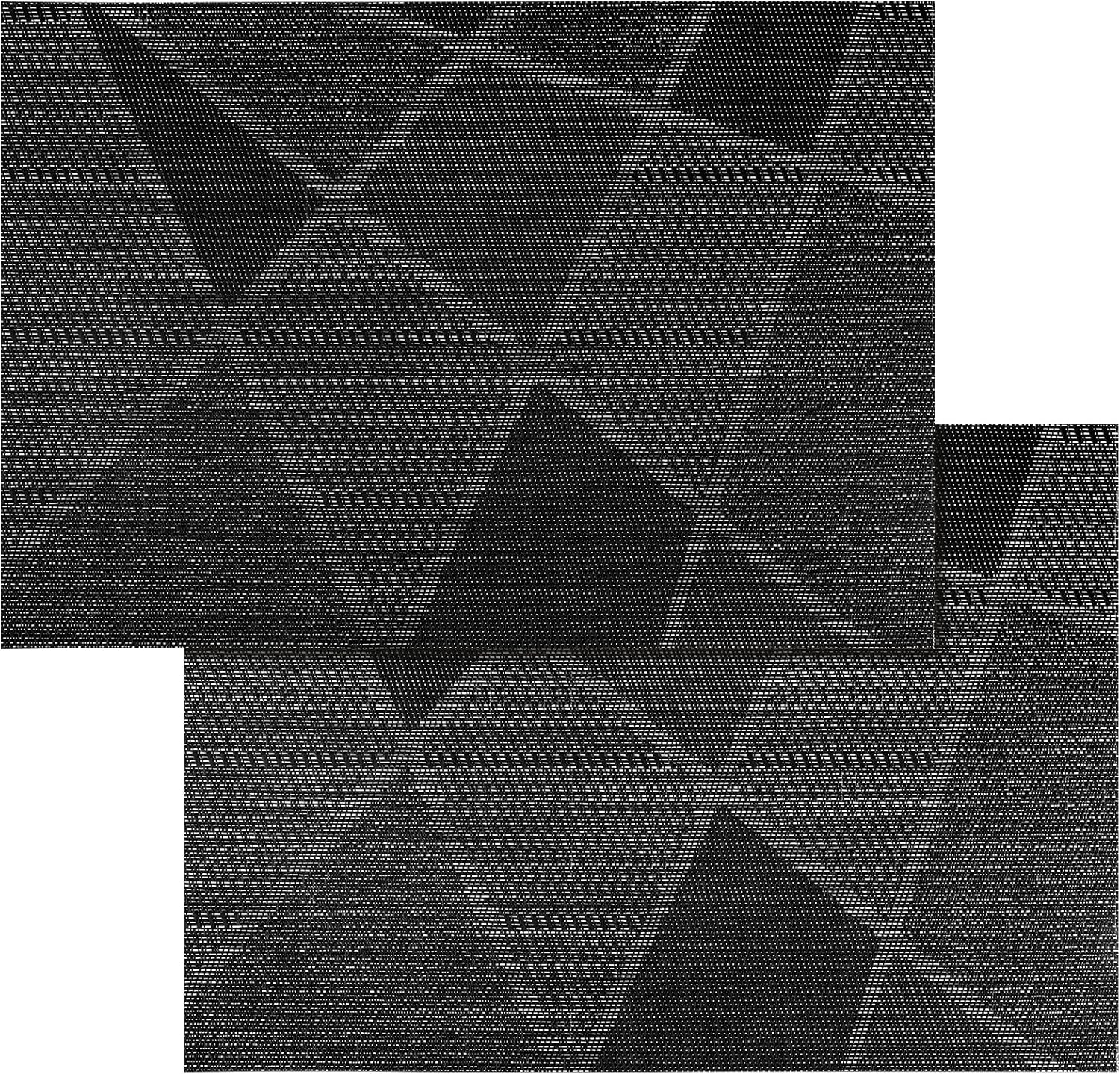 Annhua PVC Placemats Set of 2, Heat-Resistant Table Mats for Dining - Washable Rectangle Place Mat with Geometric Pattern for Home Kitchen Decor, 45 X 30 Cm - Black image number 4