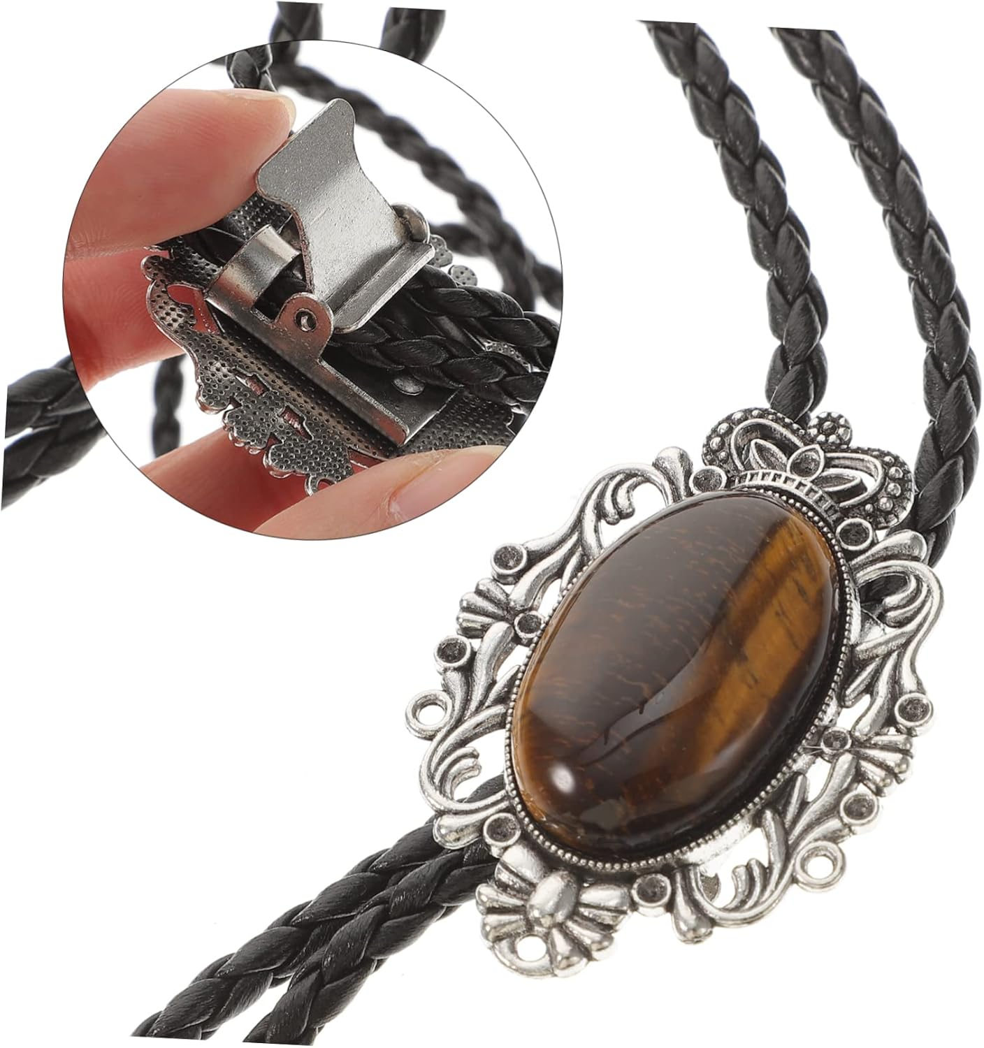 WESIEVYA Bolo Tie Men Necklaces Western Necklace Vintage for Men Locket for Men Aqua Ties Shirt Neck Chain Shirt Necktie Neckties Mens Necktie Cowboy Agate image number 3
