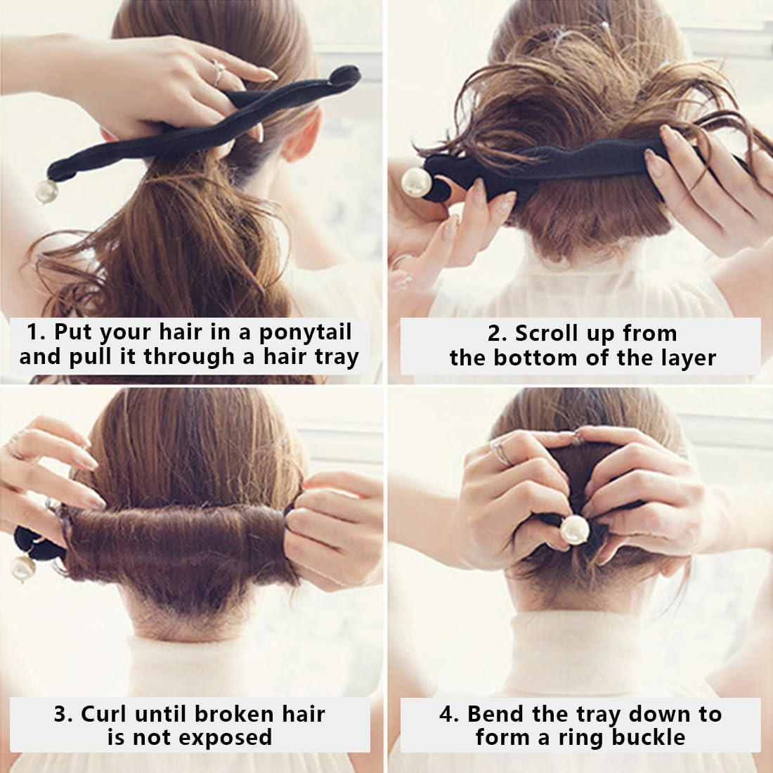 PLABBDPL Hair Styling Accessories, 2 Pieces Hair Braiding Tool, Sponge Clip Hair Styling Doughnut Hair Twist Wreath, Hair Bun Braid Maker, Hair Accessories Styling Set, Hair Loop Tool Kit DIY Style Girls Women