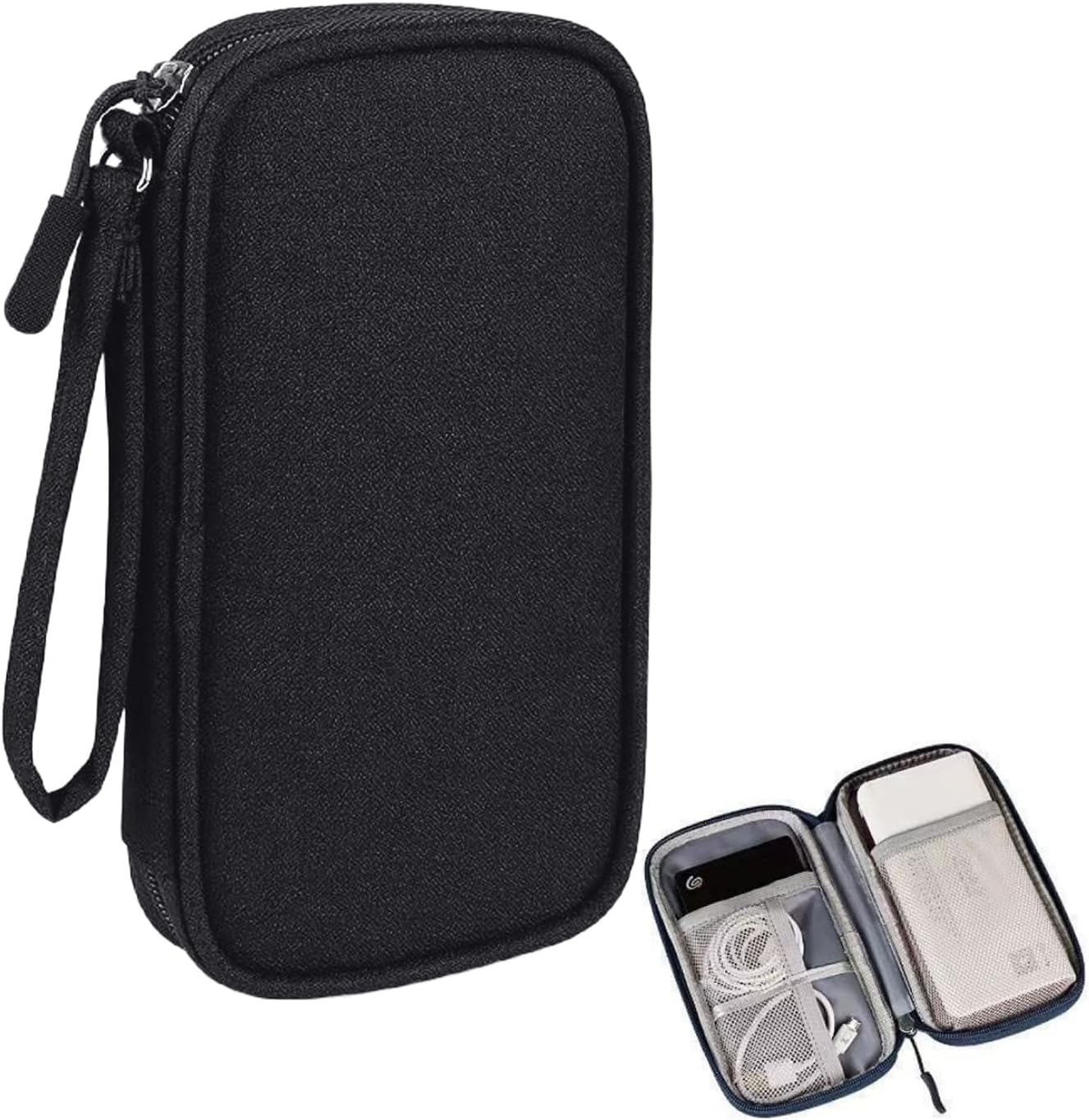 Electronic Organiser - Travel Cable Organiser Bag Pouch for Electronic Accessories, Portable Waterproof Storage Case for Charger Phone Earphone Cords and Travel Case, Black image number 1