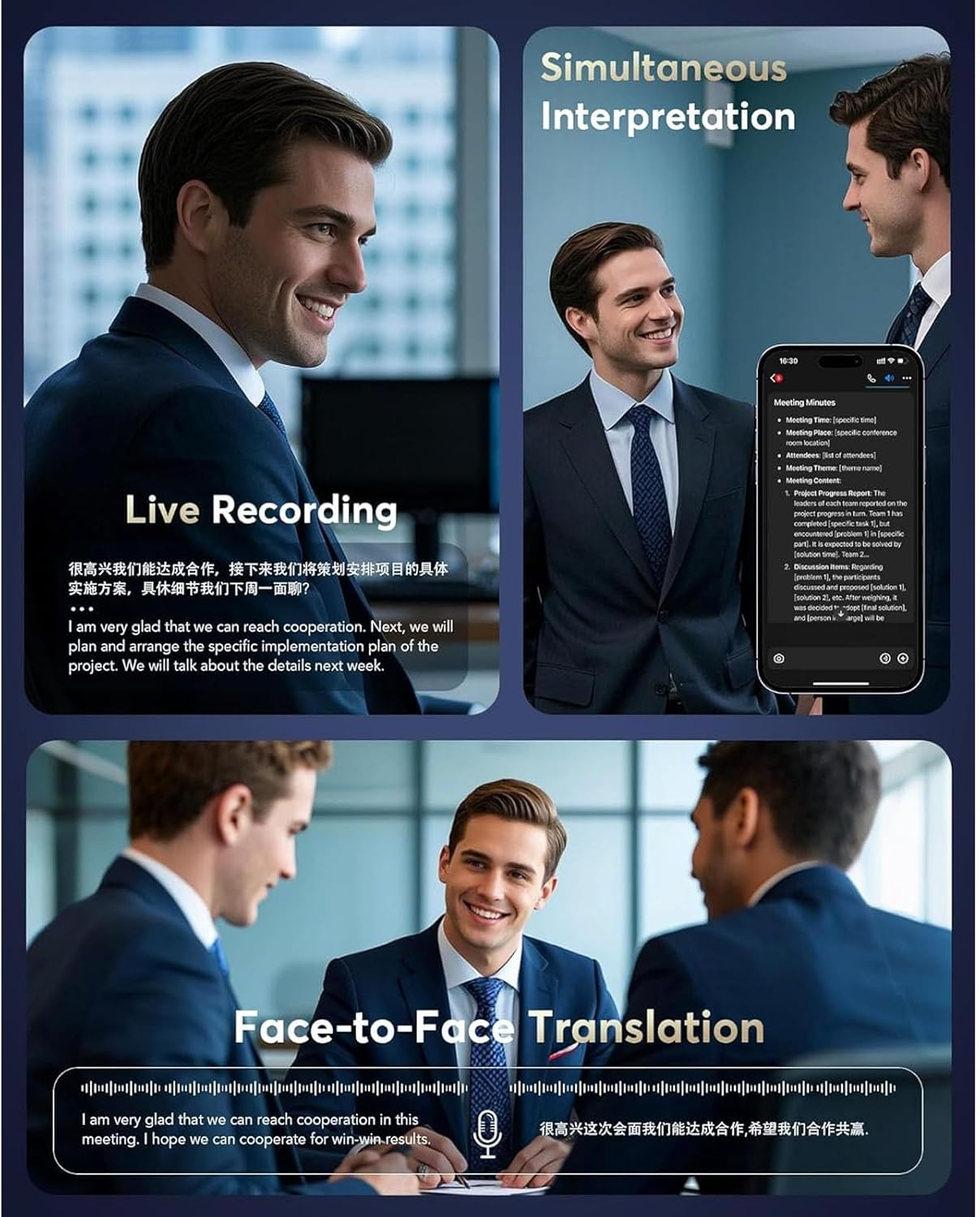 YUEHISY AI Translation Earbuds Real Time, 164 Languages, 7 Translation Modes, Bluetooth 5.4, Hifi Sound, 36H Battery with APP image number 3