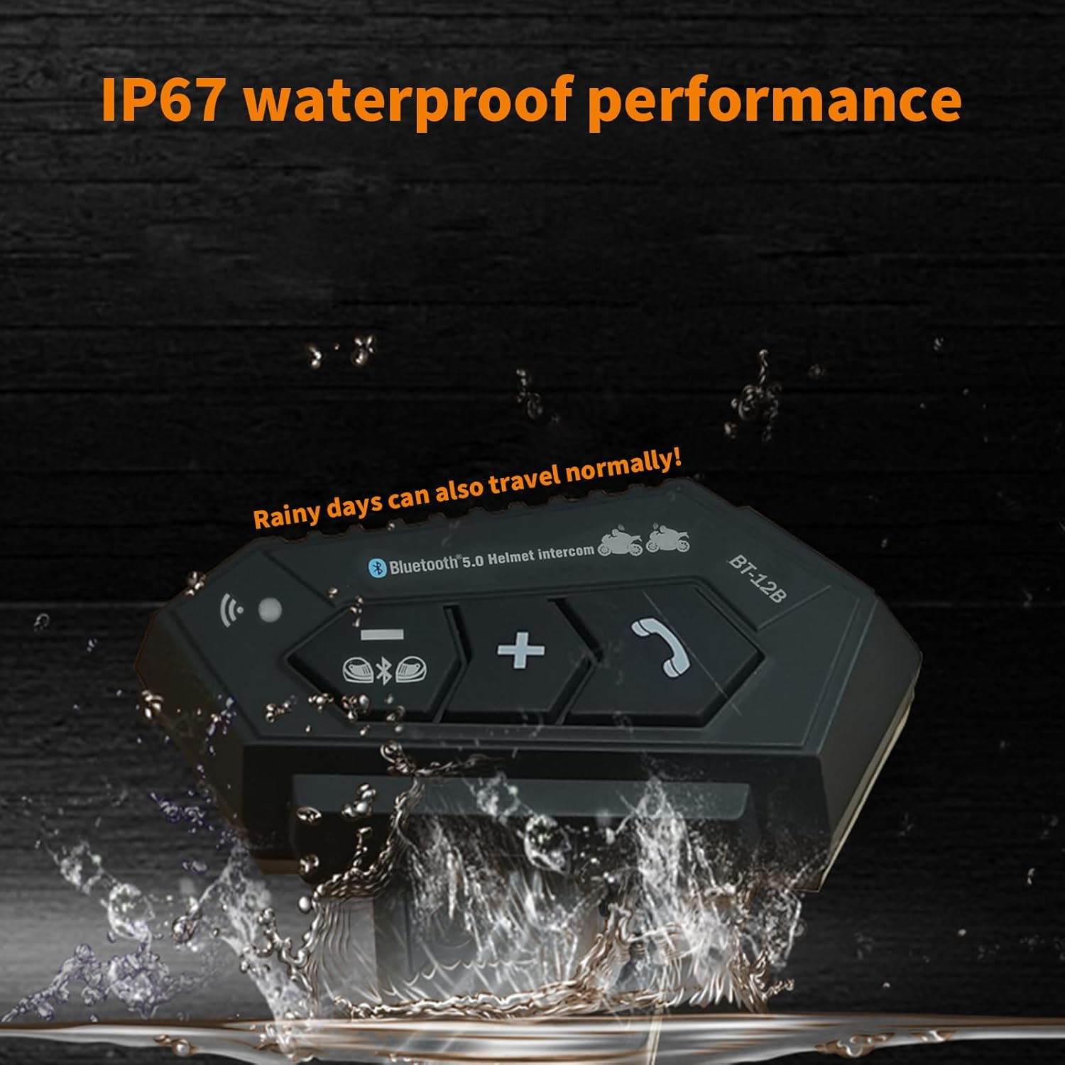 VOBOR Motorcycle Helmet Headset, BT12B 5.0 Helmet Headphones Bluetooth, 150 M Wireless Hands-Free Phone Mic Motorcycle Intercom Headset He-Lm, Hi-Fi Moped Accessories (2000 Mah) image number 4