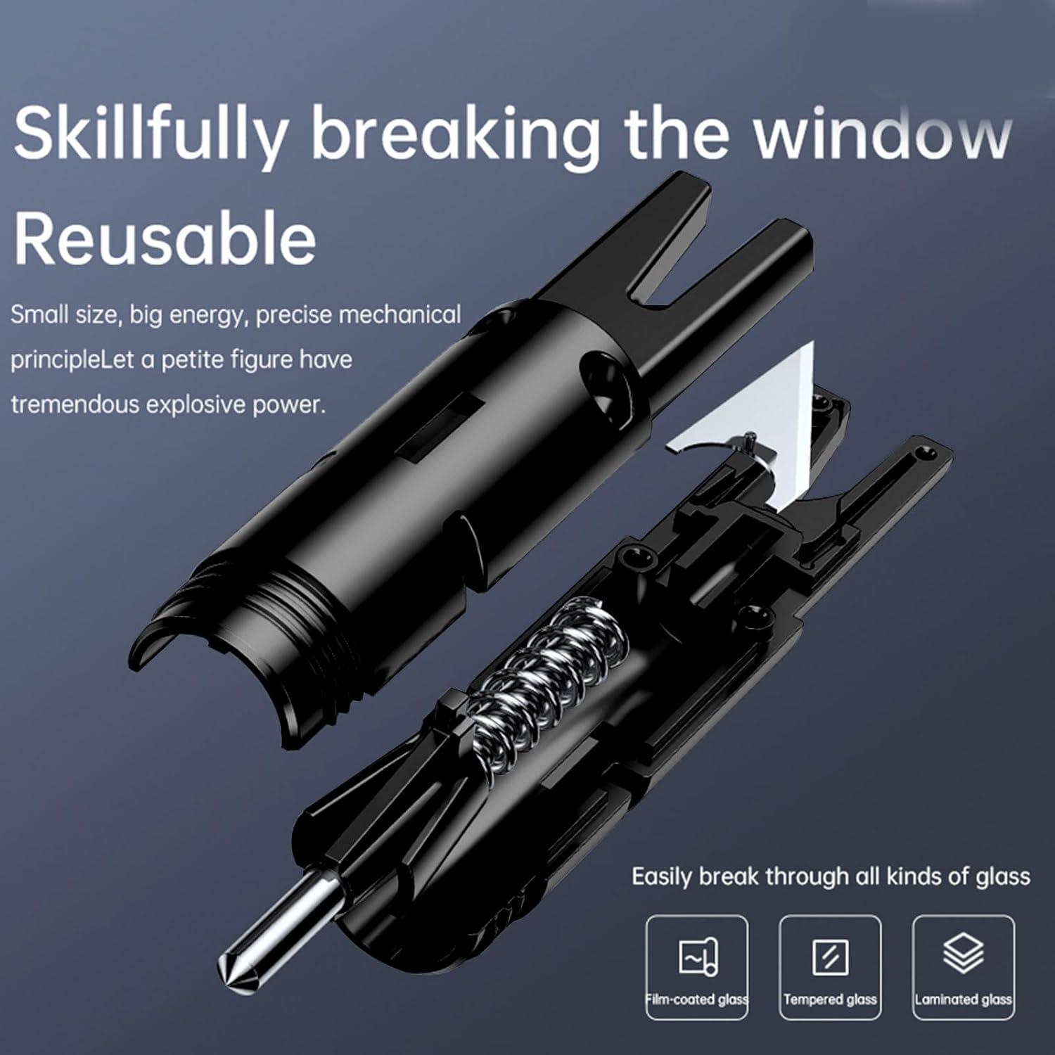 2Pcs Car Window Breaker and Seatbelt Cutter, 2-In-1 Multifunctional Auto Glass Breaker Portable Car Emergency Escape Tool with Clip for Automotive Accidents and Underwater Safety (Black) - Black image number 4