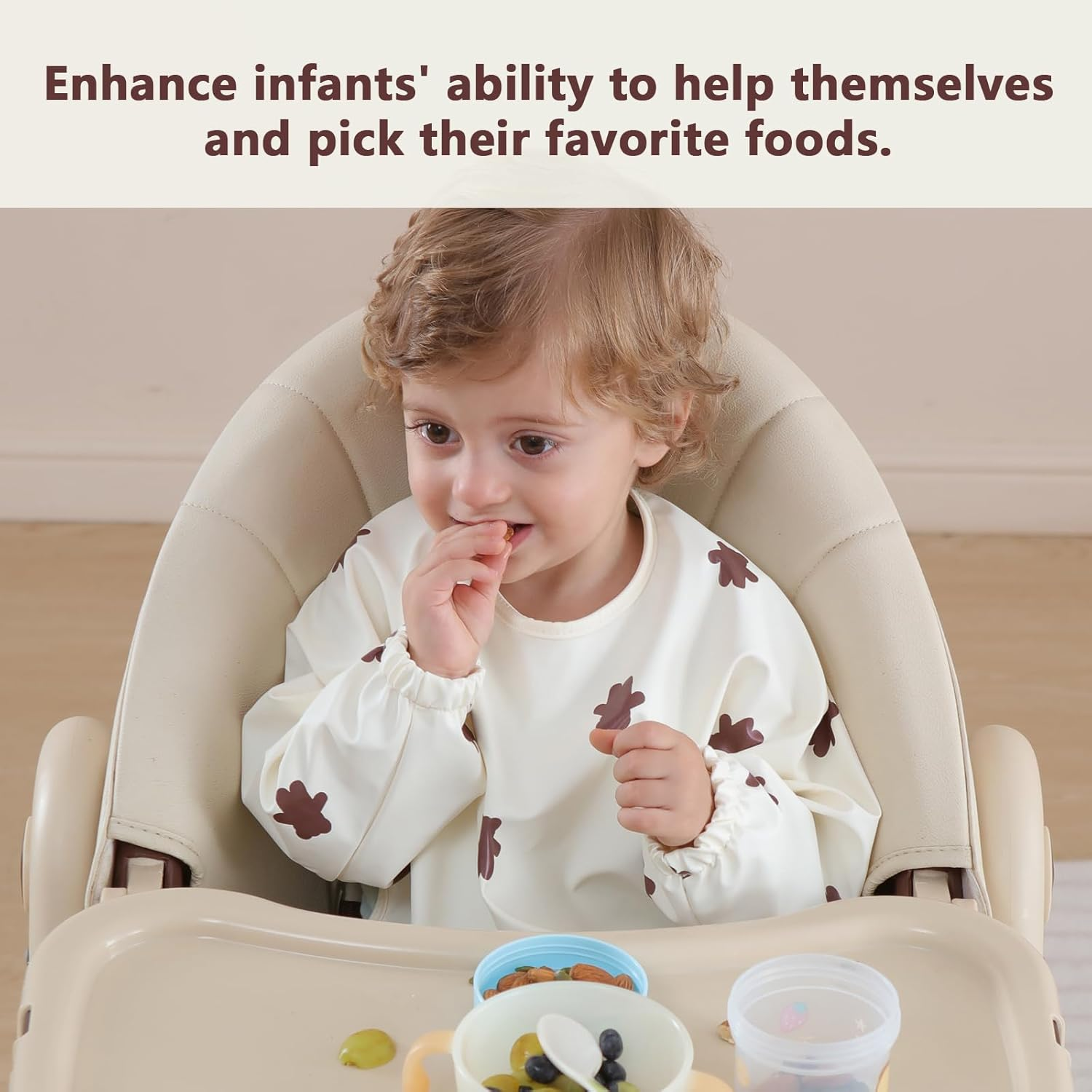 Hiumotan Feeding Bib & Baby Bib with Long Sleeves & BLW, Soft and Skin-Friendly Material, Coverall Bibs for Baby Feeding, Waterproof and Easy to Clean & Machine Washable, for Infant Toddlers