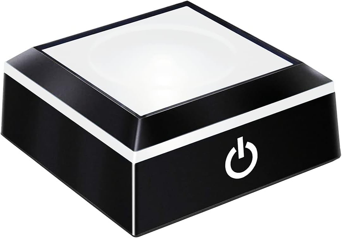 EUSTUMA LED Light Base Non-Slip Square Display Stand in a Variety of Colors,Suitable for Glass Crystal Spherical Artwork (Flat Top Surface)