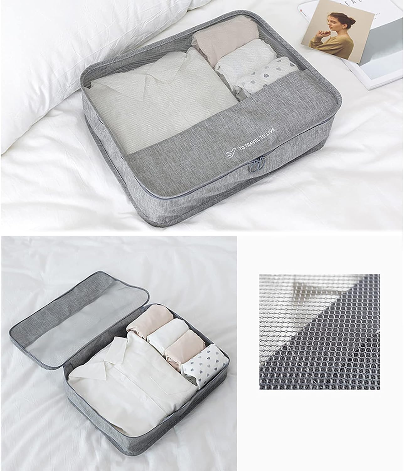Packing Cubes for Suitcases 7 Set Travel Packing Organizers Cubes Luggage Suitcase Organizer Bags Clothes Underwear Cube Shoe Pouch Pack image number 4