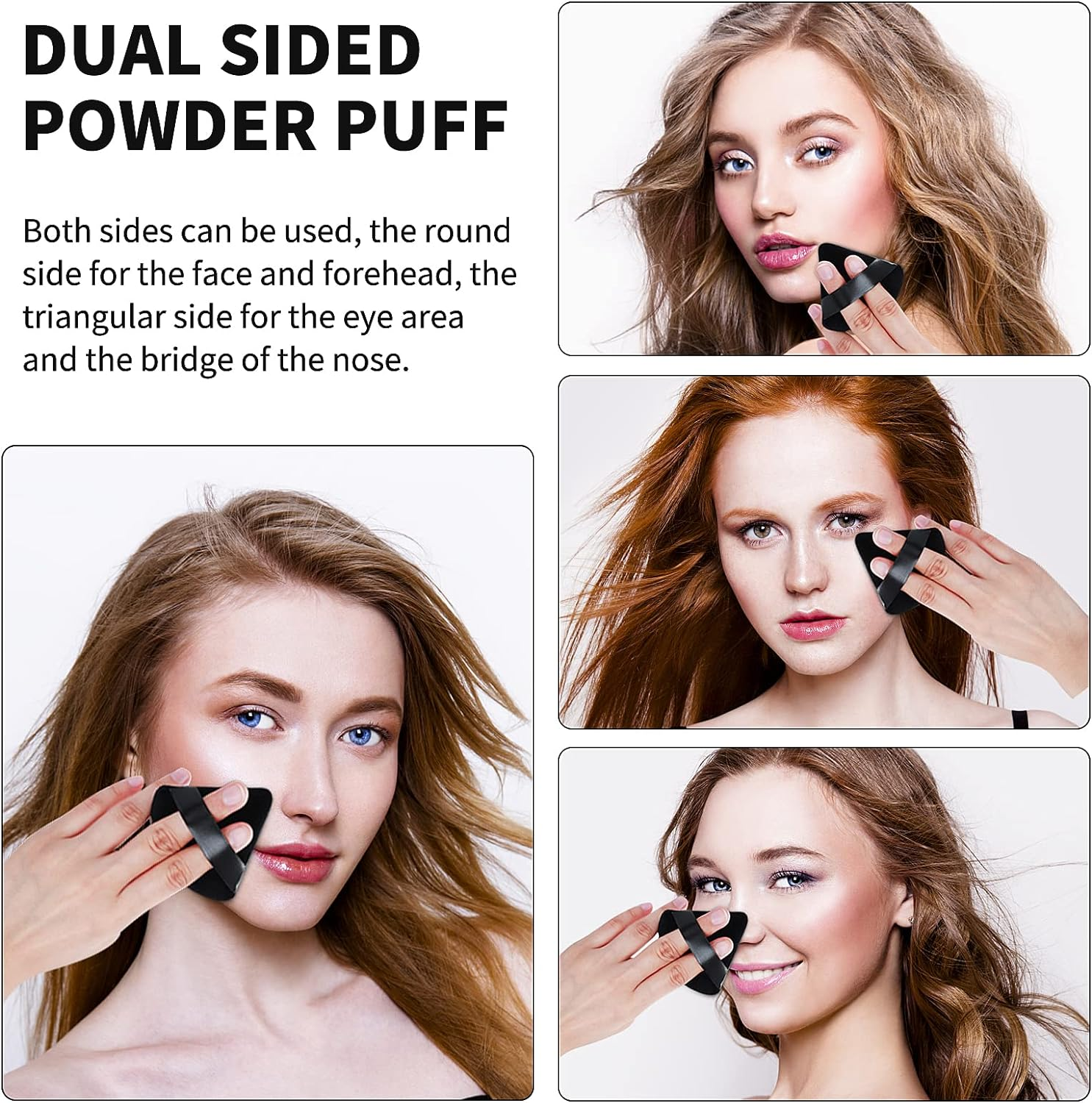 2 Pieces Triangle Cosmetic Loose Powder Puffs Washable Reusable Soft Plush Foundation Sponge for Face Body Wet Dry Makeup Tool image number 5