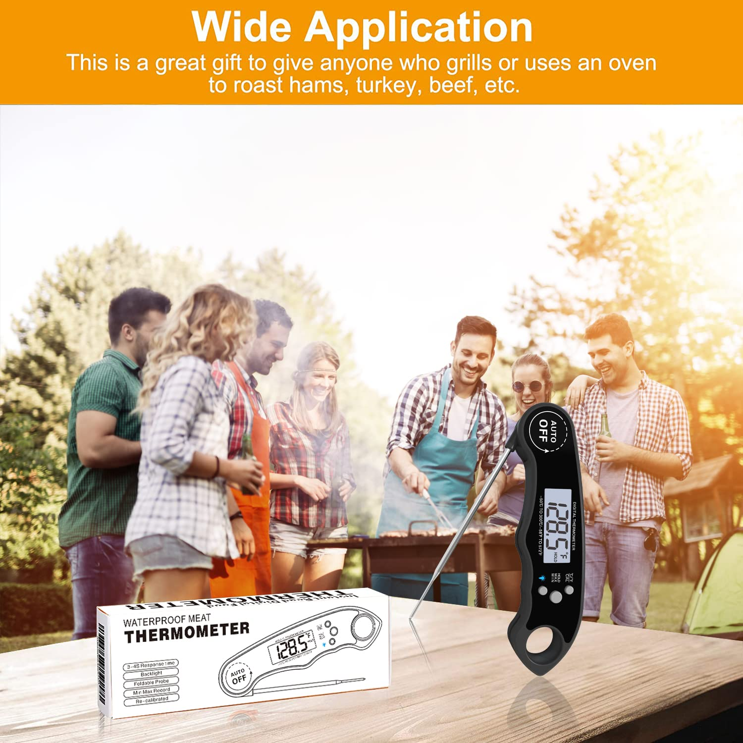 Blueswan Meat Thermometer Digital, Instant Read Food Thermometer, Waterproof for Cooking Deep Fry Oven Smoker Roast, Camping & Kitchen Essentials BBQ Accessories Grill Gifts for Men Him Dad Birthday image number 6