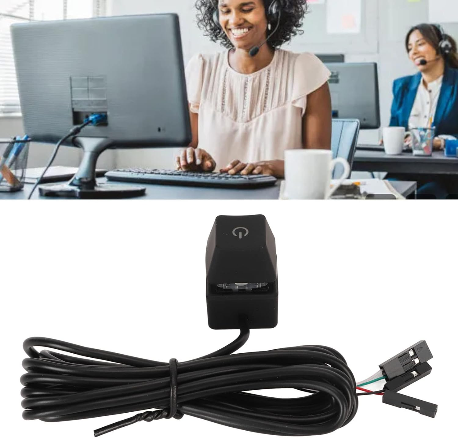 Ejoyous Desktop PC Power Button Extension (6.6Ft/2M) ABS Material, Blue Mechanical Switch 7 Color Gradient Light, for Home/Office/Internet Cafe with Installation Accessories image number 3