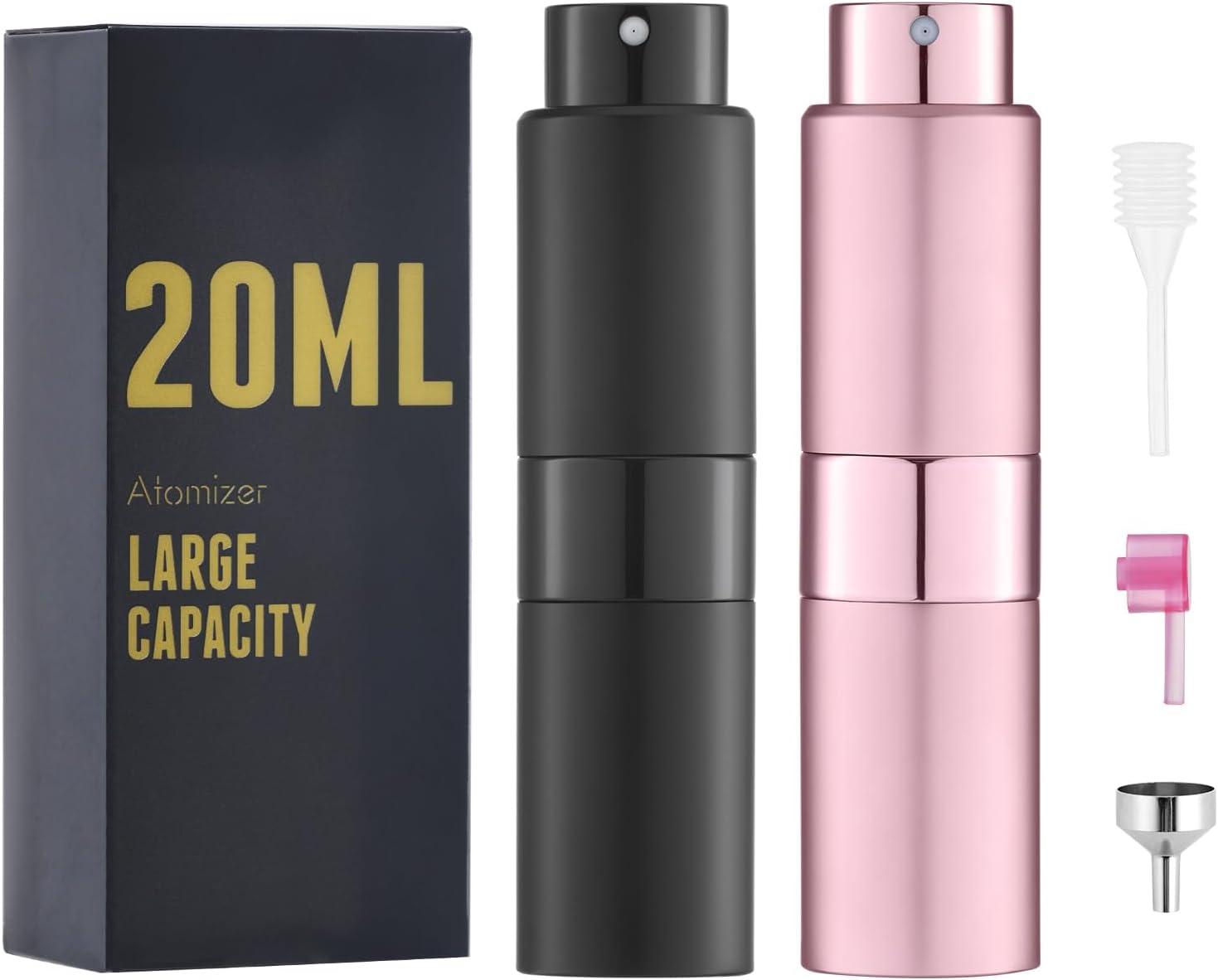 Perfume Travel Refillable Atomizer Bottle: Cologne Spray Mini for Refill - Empty Fragrance Sprayer for Men, Black, Gold, 20 Ml (2 Count)