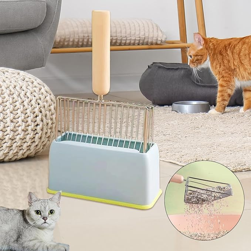Kitty Litter Scoop ， Cat Litter Scoop Cat Litter Scoop with Holder for Reduces Dust Fast Sifting, Grey (Grey) image number 3