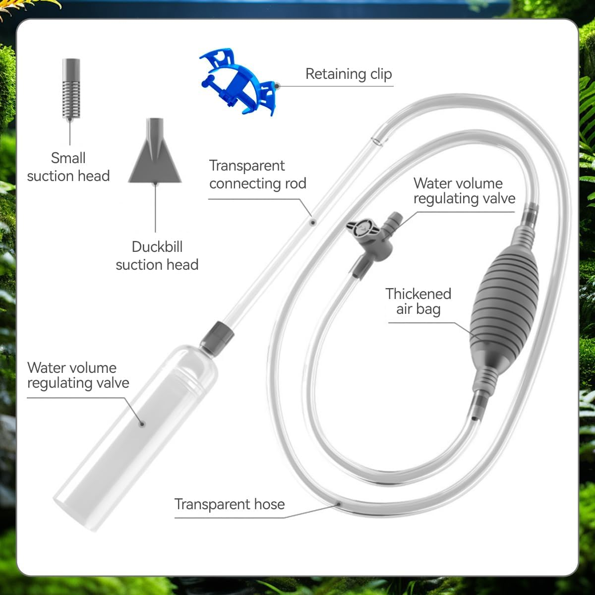 Proxima Direct 2.6M/8.5FT Aquarium Water Changer Gravel Vacuum for Fish Tank Cleaning Tools Siphon Universal Quick Pump Aquarium Water Changing with Accessories image number 3