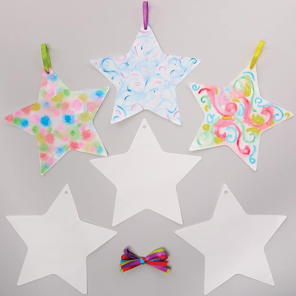Baker Ross FX303 Colour Scattering Star Decorations 30 Pieces Craft Paper for Kids Paper Art