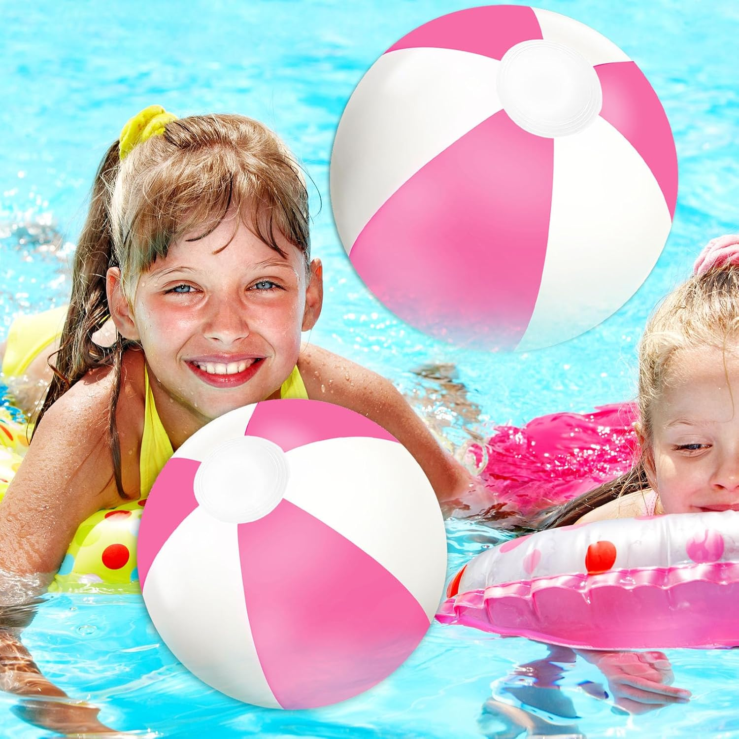 Whaline 5Pcs Inflatable Beach Ball 24 & 16 Inch round Pool PVC Balls Cute Game Toys image number 3