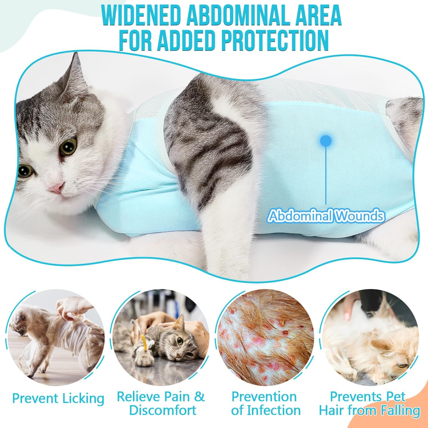 Slowton Cat Surgery Recovery Suit - Hair Resistant Kitten Onesie for Cats after Surgery, Cone E Collar Alternative for Female Male Cats, Surgical Spay Recovery Suit for Abdominal Wound Skin Diseases image number 2