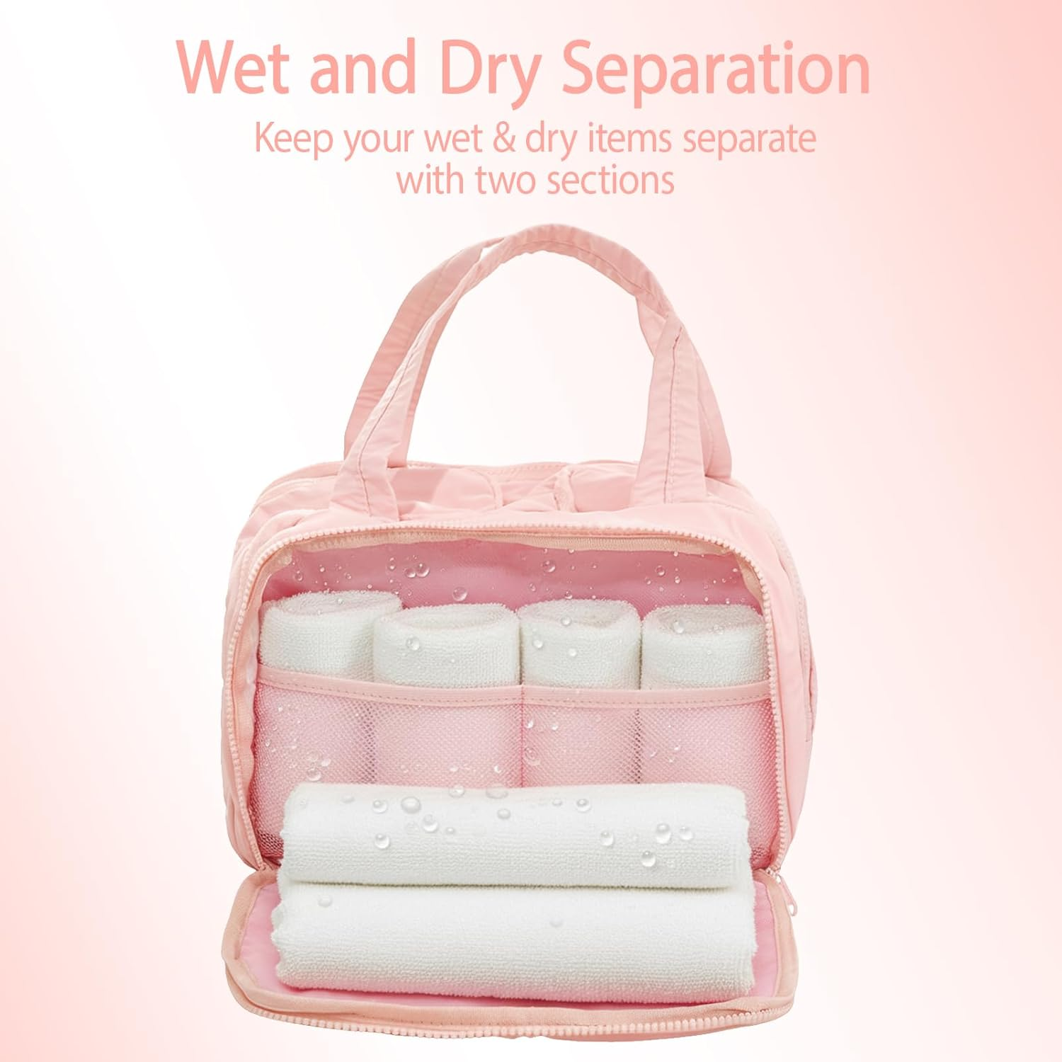 Travel Toiletry Bag, Pink Wide Opening Makeup Bag with Large Capacity, Compact Size 23X10X18Cm, Ideal for Women Travelling with Cosmetics and Toiletries image number 4