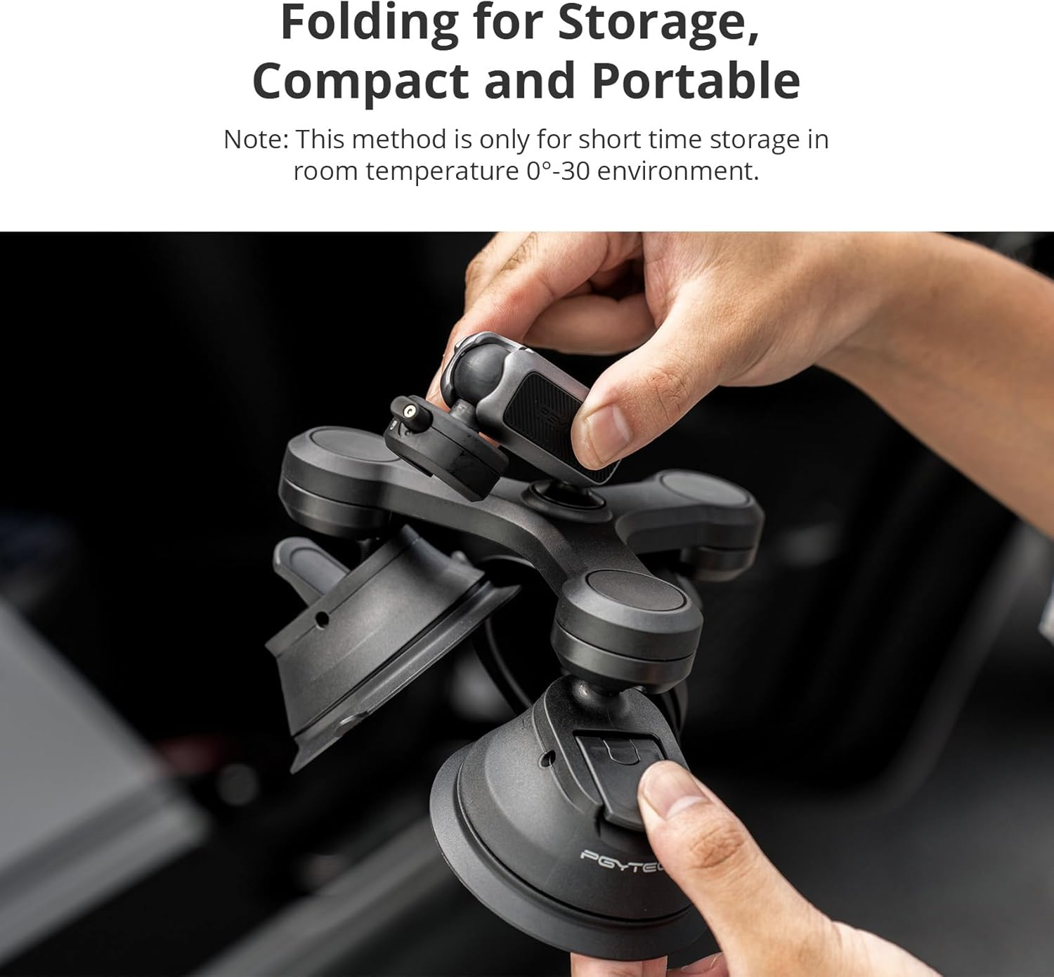 PGYTECH Caplock Triple Suction Cup Car Mount for DJI OSMO Action 5 Pro/4/3, for Gopro 13/12/11/10 with 1/4"-20 Standard Thread Adapter, Compatible with Insta360 Ace Pro 2/X4/X3, for OSMO Pocket 3/2 image number 3