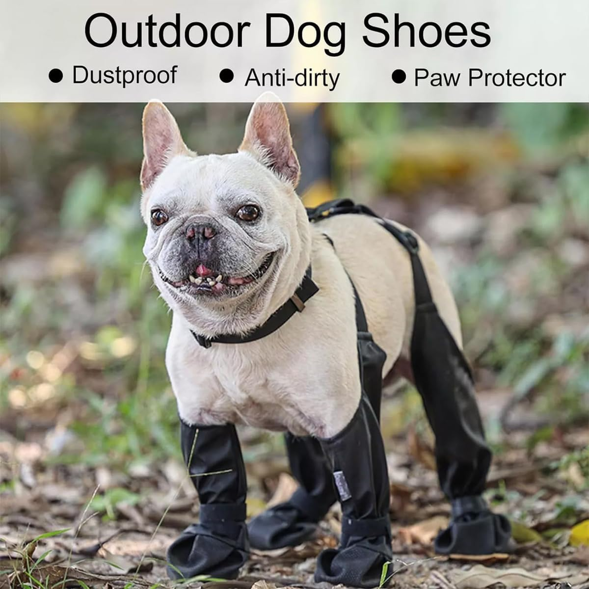 AIMALL Waterproof Dog Boots, Four Seasons Protective Dog Shoes, Non-Slip Anti-Dirt Pet Paw Protectors with Adjustable Straps, Suitable for Small and Medium Breeds, Bulldog, Poodle, Schnauzer image number 4
