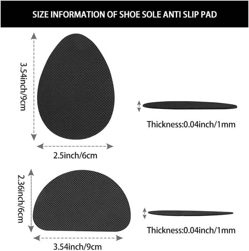 16 Pieces Non-Skid Shoe Pads Self-Adhesive Shoe Grips anti Slip Shoe Pads Noise Reduction Shoes Cushion Anti-Shedding Rubber Sole Protector, Black, 16 Piece Assortment (Black, One Size) image number 1