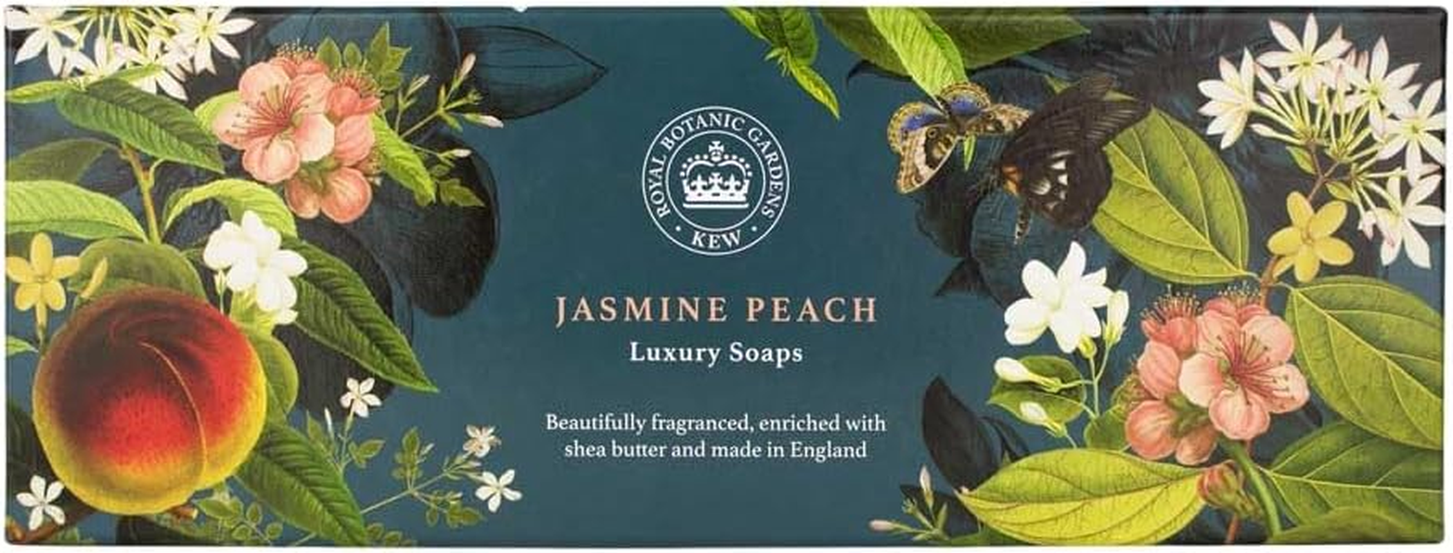 The English Soap Company Jasmine & Peach Kew Gardens Collection Triple Soap Gift Box (3 X 100G)