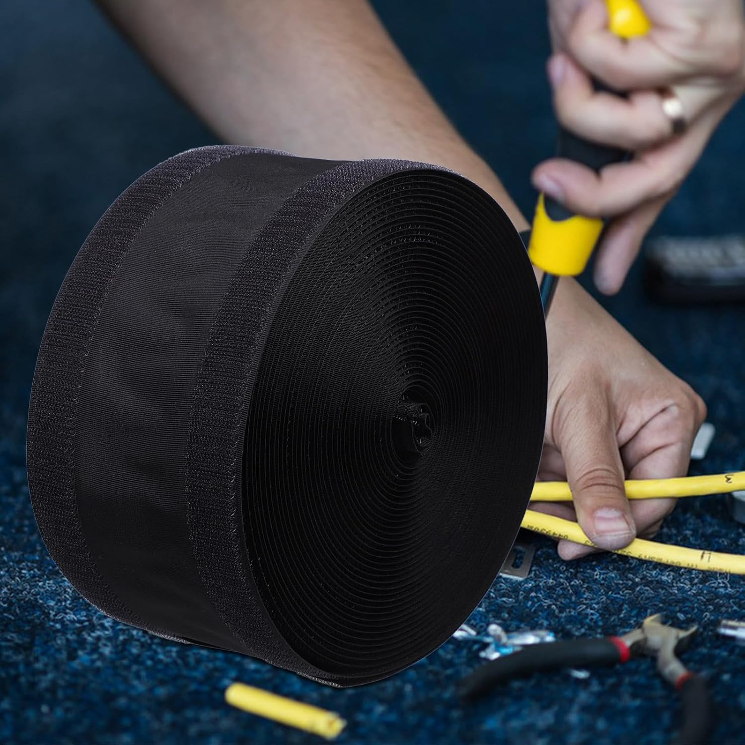 POPETPOP Cable Floor Strip Cord Cover: 12M Floor Cord Cover Wire Carpet Cable Management - Black Wire Cover for Floor, Protect Cords and Prevent a Trip Hazard for Home Office