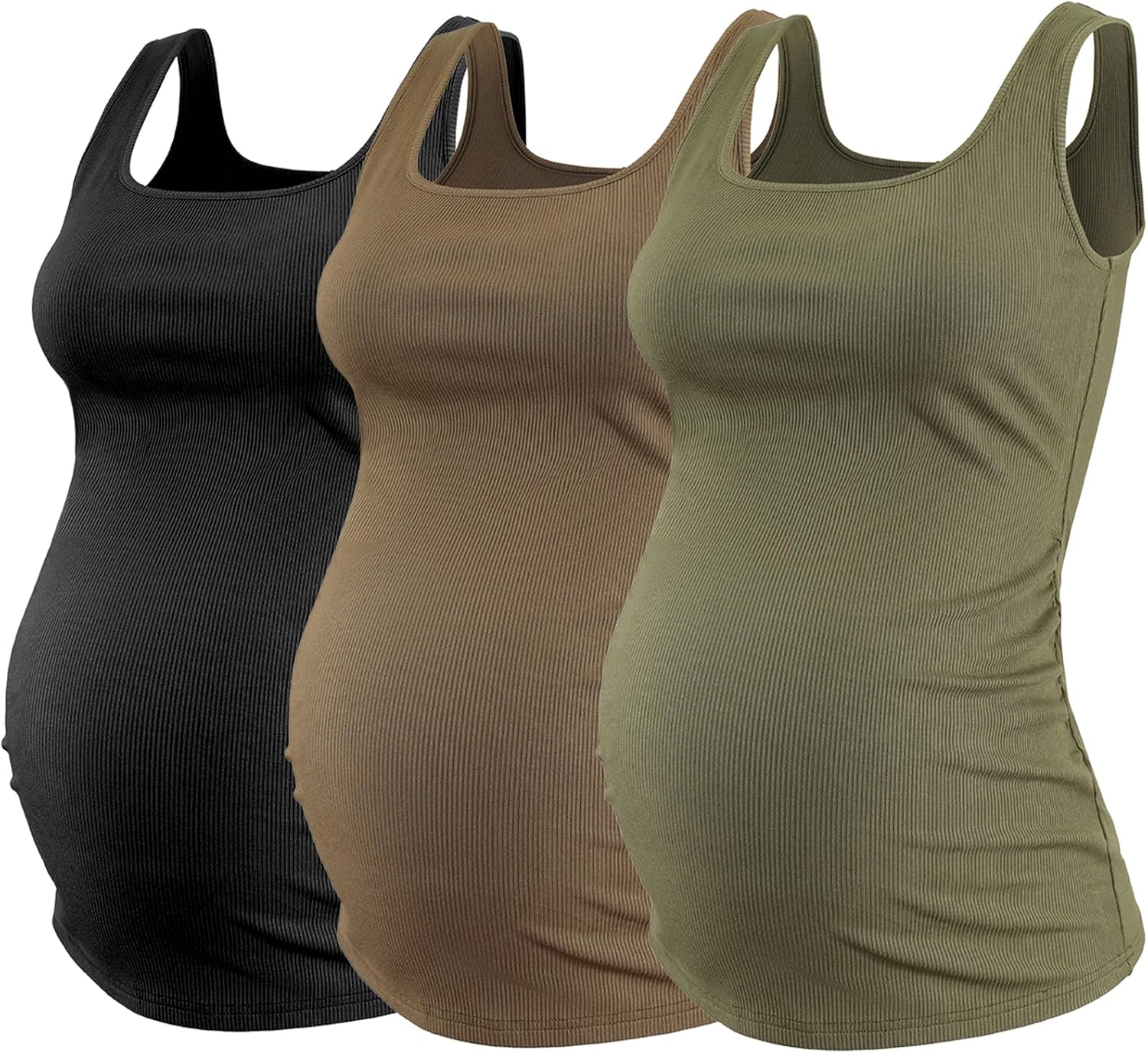 Ecavus Maternity Shirts Long Sleeve Cross V-Neck Comfy Stretchy Maternity Nursing Tops