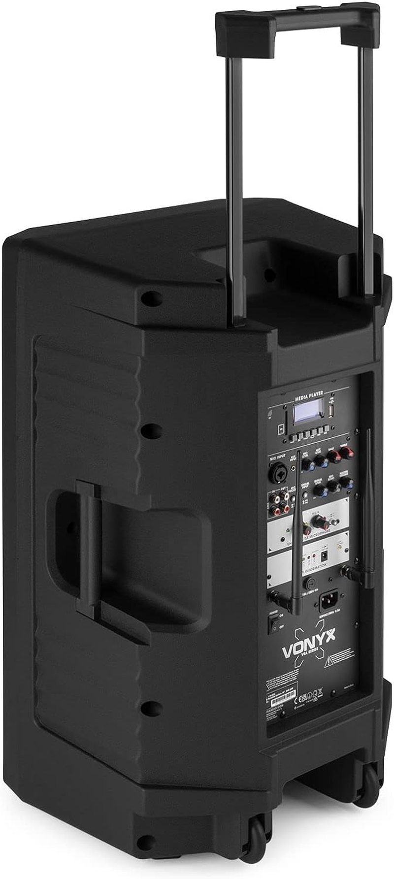 Vonyx VSA700-BP 15" Portable PA Active Speaker System, Big Bluetooth Speaker with Battery, Wireless Handheld and Headset Bodypack Microphones, Powered PA Speaker, Rechargeable Battery - 1000W image number 6