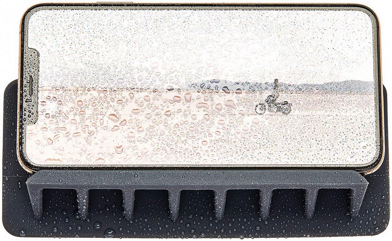 TOOLETRIES the Jack Phone Holder Designed for Shower Bath or Bathroom Mirror. Holds Any Phone Tablet Ipad Patented Silicone Grip Technology Glass Mirror Tiles Windows (Charcoal) image number 3