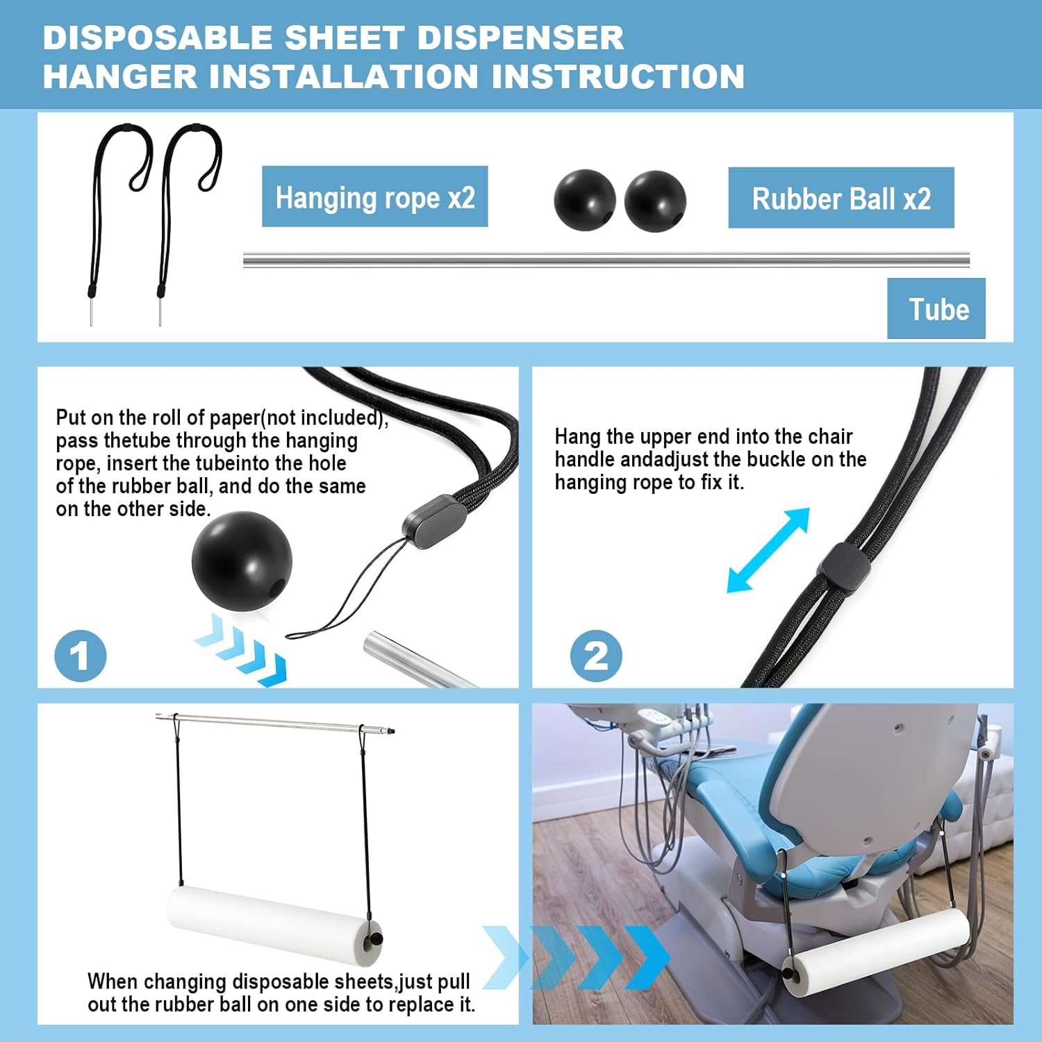 Otoolling Bed Roll Paper Disposable Sheet Dispenser Hanger Holder Exam Table Paper Hangs Metal Design for Treatment Beds with Removable Armrests, Accommodates 24" Disposable Sheet Rolls image number 2