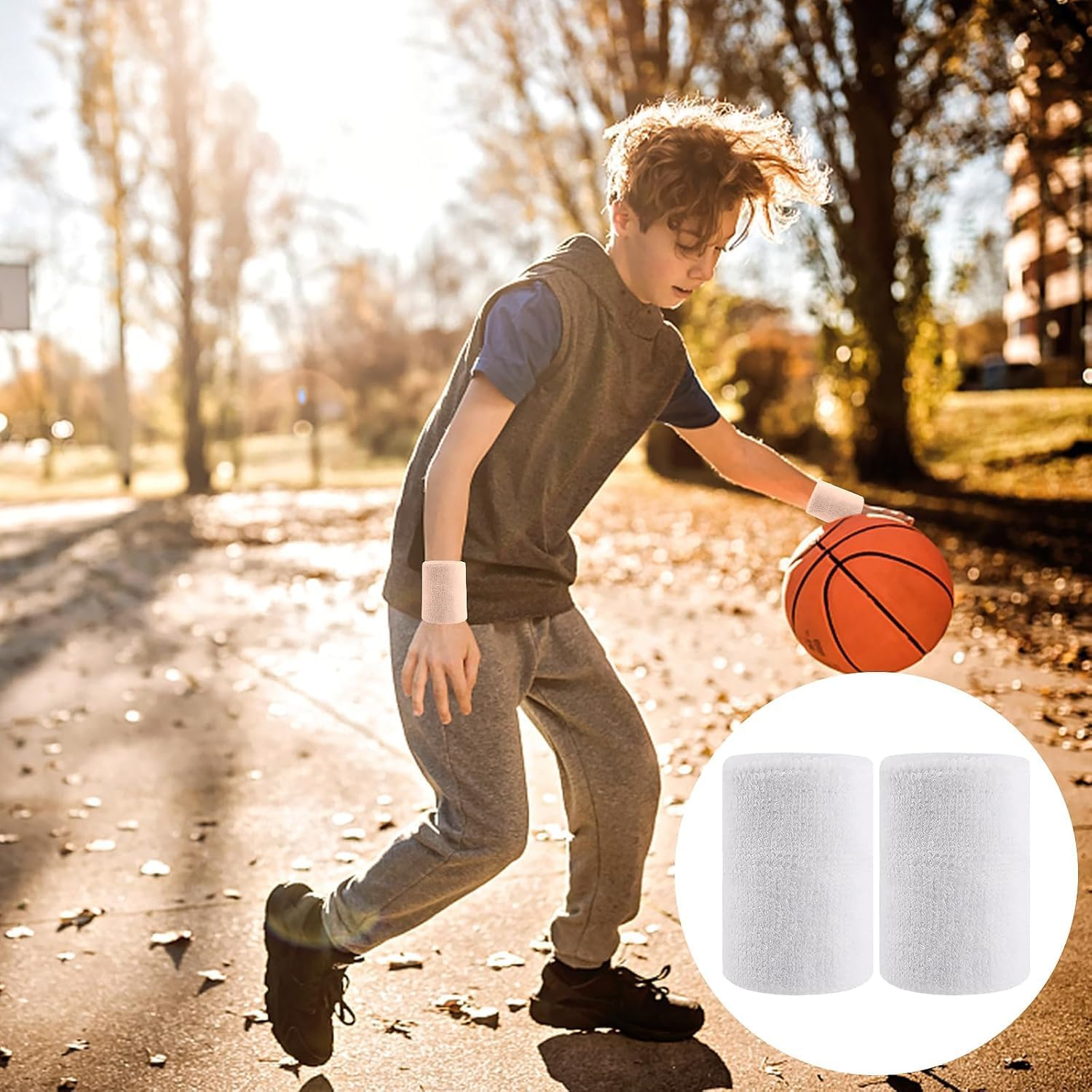 Absorbent Cotton Sweatbands Elastic Wrist Bands for Sports, 12Pcs Absorbent Cotton Sweat Bands, Sports Competitions Wristband Sweat Wrist Band for Men and Women image number 6