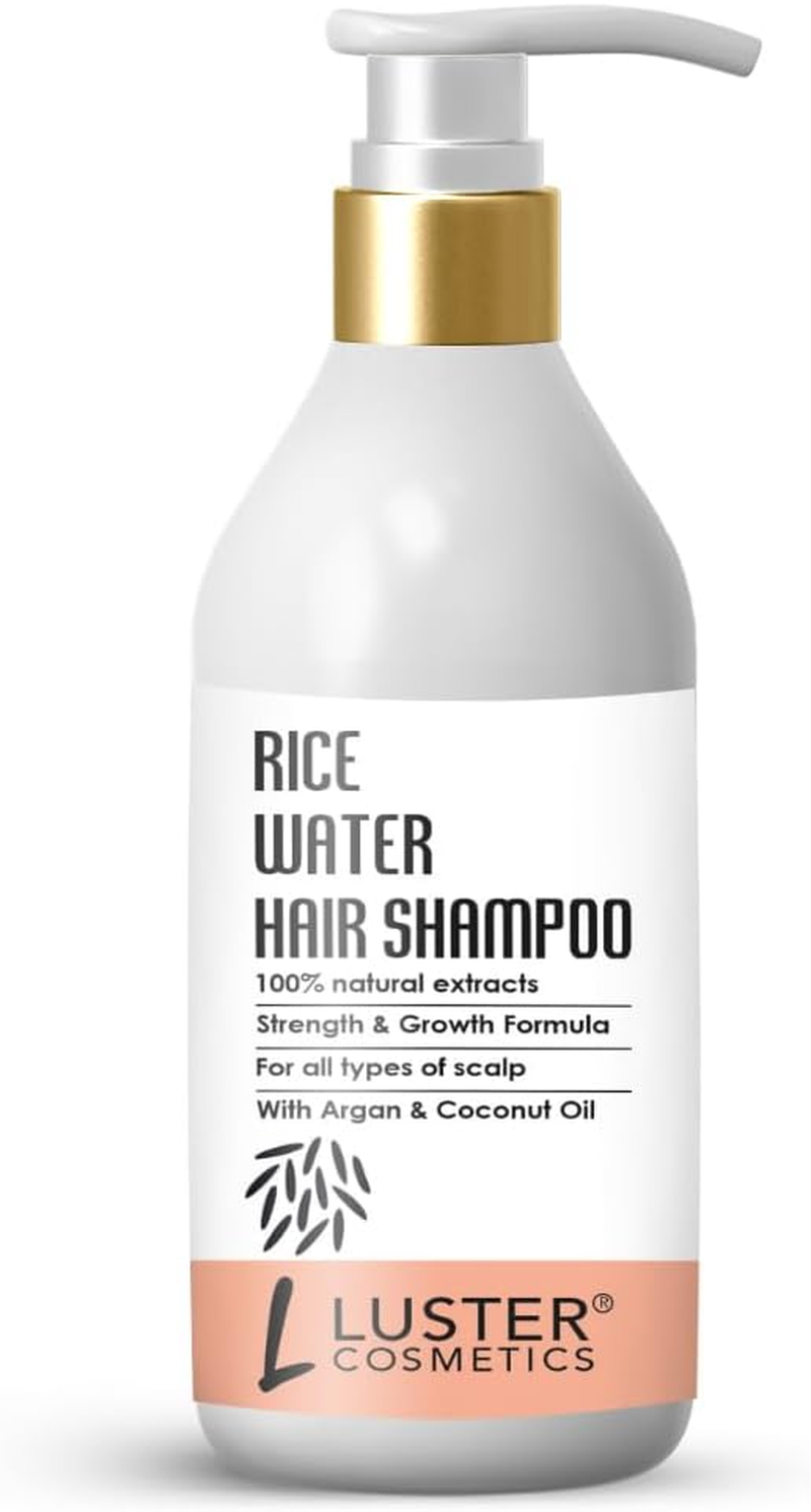 Luster Cosmetics Rice Water Hair Shampoo | Enriched with Argan & Coconut Oil | for All Types of Scalp | Helps Hair Strength & Growth | Shampoo for Dry & Frizzy Hair | No Paraben & Sulfate - 300Ml image number 3