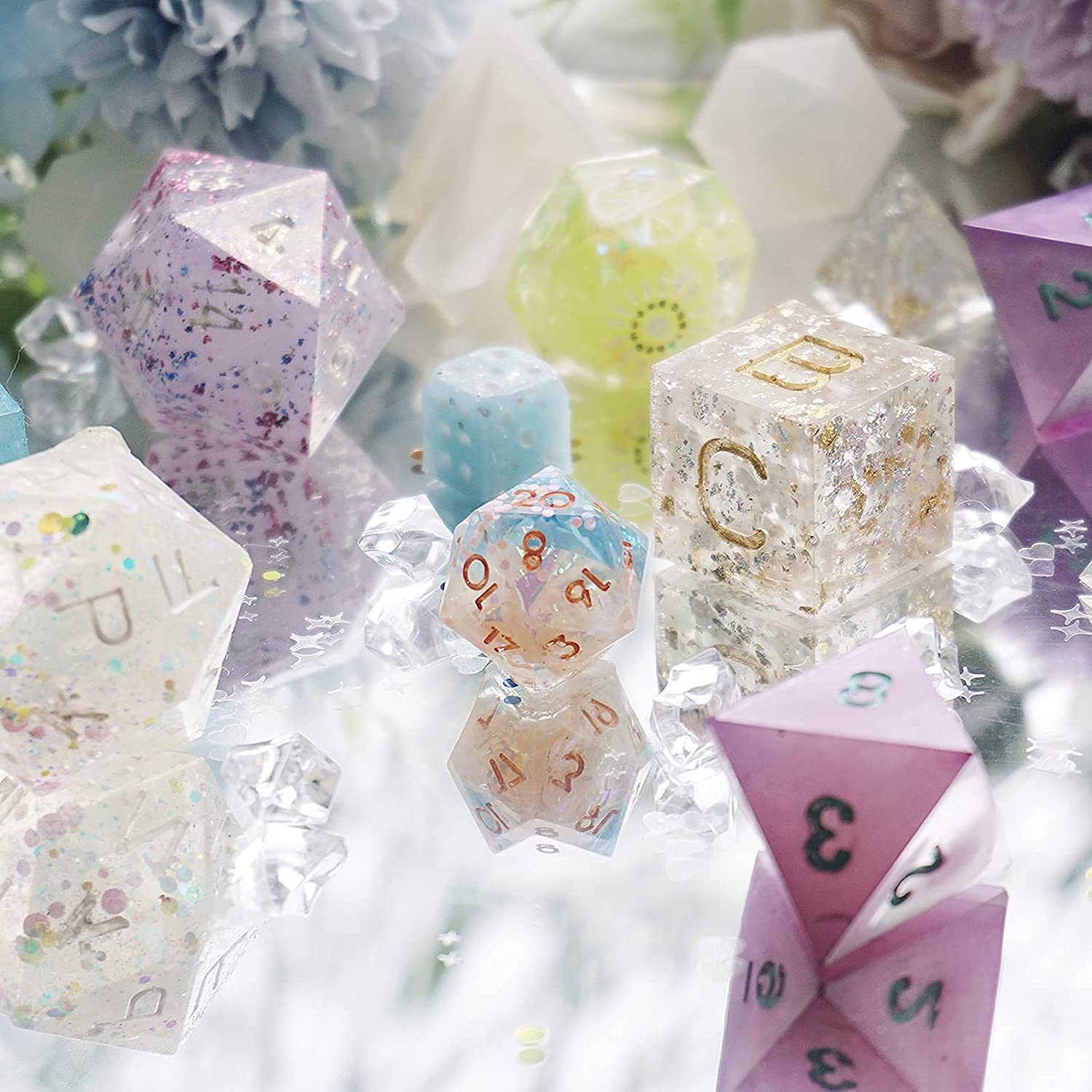 Resin Dice Mould Epoxy Casting Kit Set Number Letter Operation D4 D6 D8 D10 D12 D20 D24 20-Count 0.7-1.6Inch image number 4