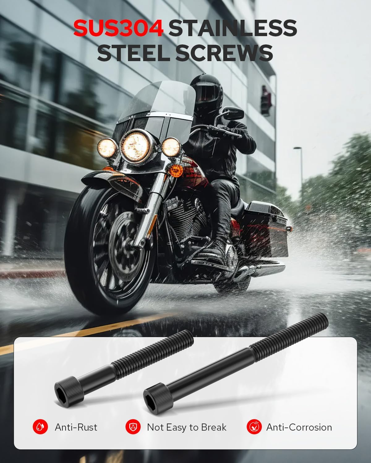 Benlari 1Inch &1.5Inch Driver Floorboard Extensions, Floorboard Spacer Extenders Kit Fit for Harley Touring Street Glide Road Glide Electra Glide Road King 2009-2024 FL Trikes 2009-2013, Black image number 4