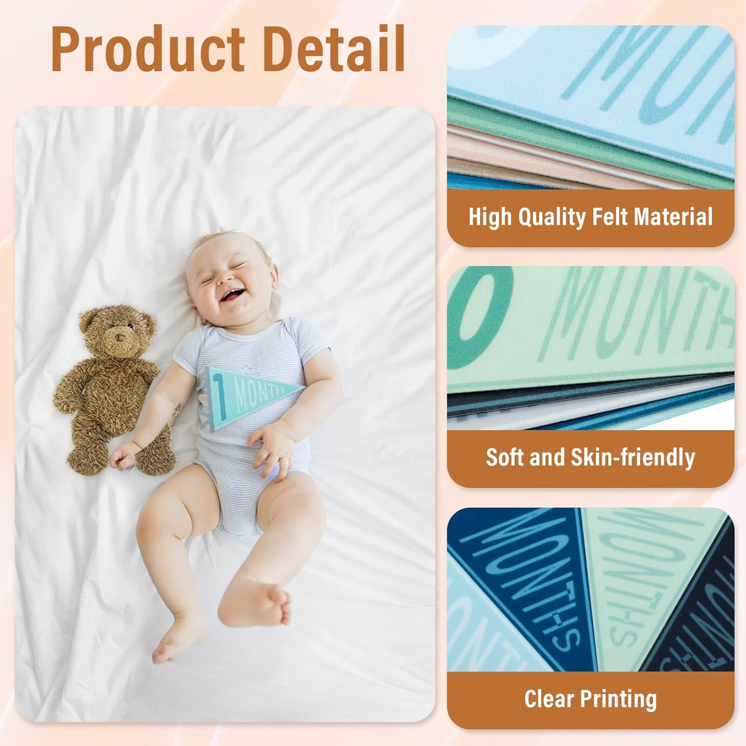 14 Pcs Baby Monthly Milestone Felt Pennant, LIOUCBD Month Baby Milestone Signs, Monthly Milestone Triangle Banners for Boy Girl, Age Milestone Flag Signs for Photos Props &Newborn Birthday Party Decor image number 1