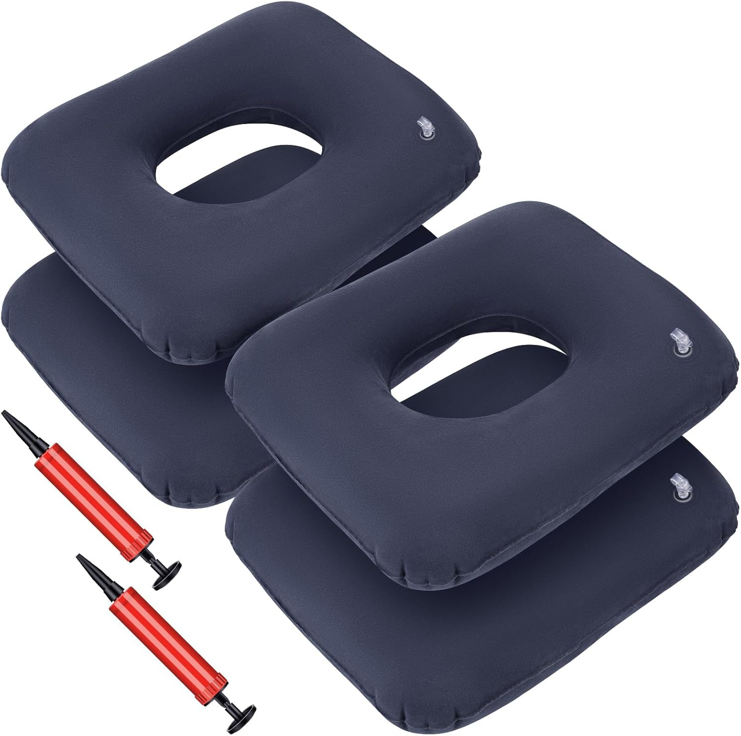 Tinideya 4 Pcs Donut Cushion Inflatable Donut Pillow Inflatable Portable anti Bedsore Seat Pillow Donut Pillow Cushion with 2 Air Pump for after Tailbone Hemorrhoids Pregnancy Surgery image number 4