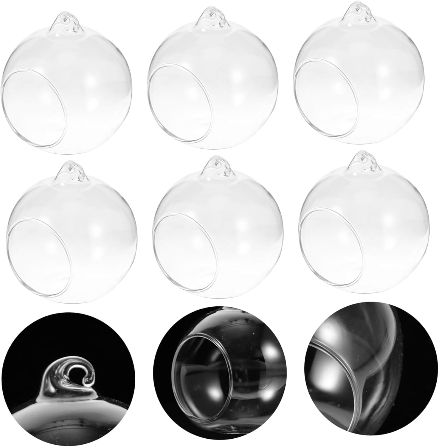 Kisangel 12Pcs Hanging Glass Plant Globe Clear Terrarium Vase Small Air Plant Terrarium for DIY Garden Home Decor image number 6