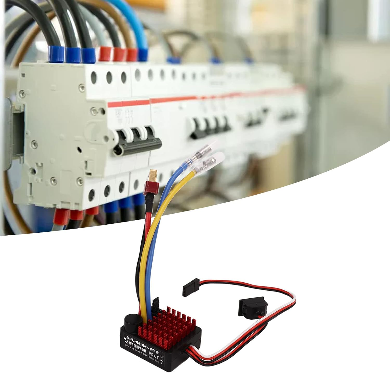 Brushed ESC, Waterproof Dustproof Brushed ESC Electric Speed Controller, ESC Brushed Motor 6V 3A BEC with 3 Modes for 1/10 RC Car, Truck Models, Boat Models, Tanks image number 1