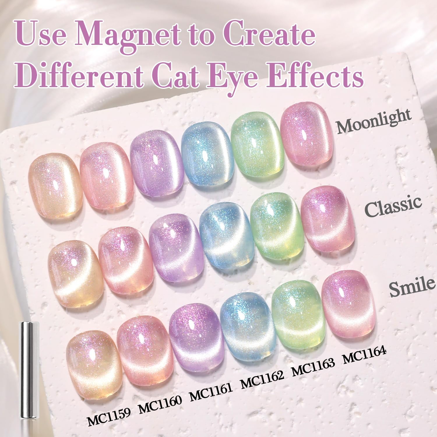 Double Rhythm 0.5 Oz Cat Eye Gel Polish with Magnet Same Color Same Bottle Holographic Glitter Shimmer Translucent Color Salon 15 ML Magnetic Nail Art (Mermaid Blue-Mc1162) image number 5