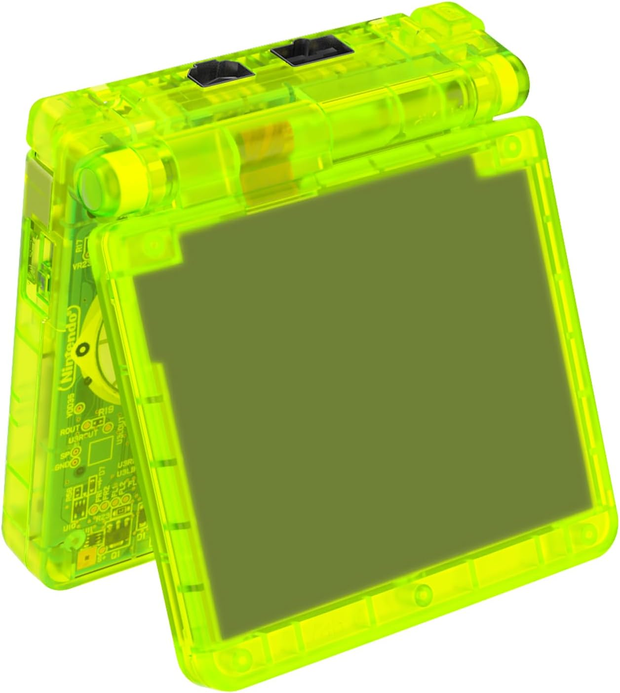 IPS Ready Upgraded Extremerate Clear Lime Green Custom Replacement Housing Shell for Gameboy Advance SP GBA SP &ndash; Compatible with Both IPS & Standard LCD &ndash; Console & Screen NOT Included image number 3