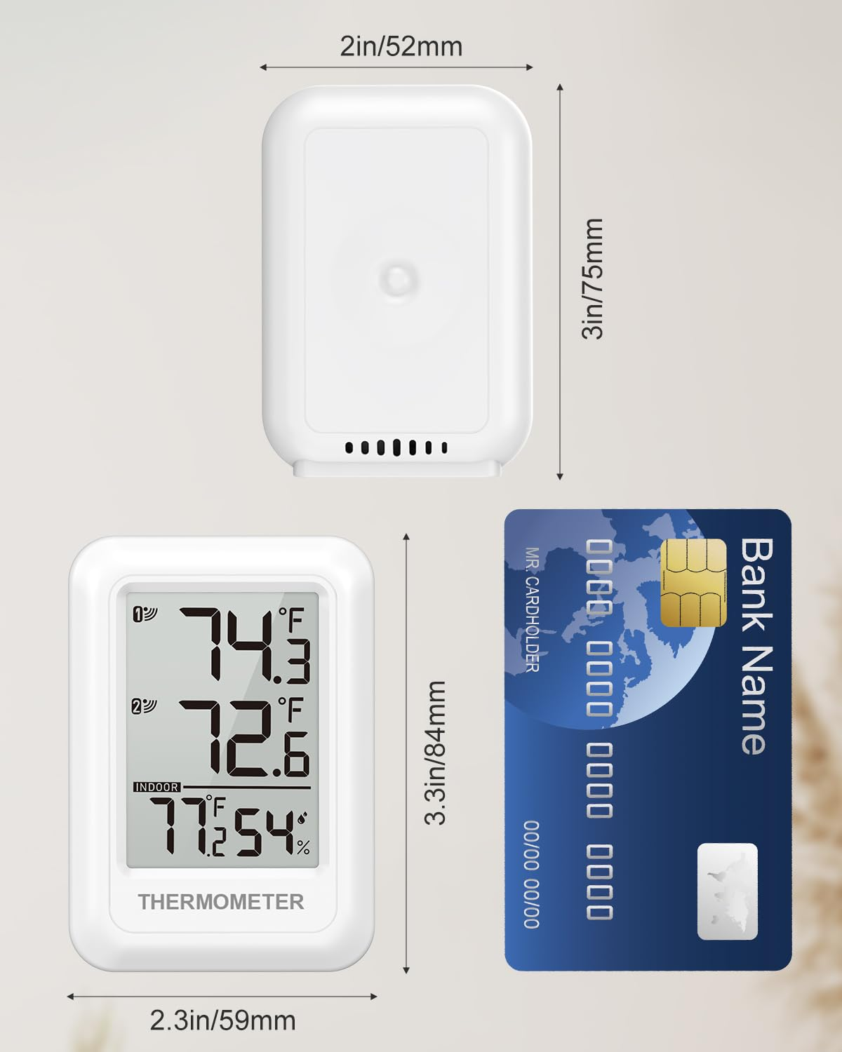 AMIR Indoor Outdoor Thermometer Wireless with 2 Transmitters up to 100M/328Ft, Max/Min Display, Greenhouse Humidity Thermometer for Babyroom Garden image number 5