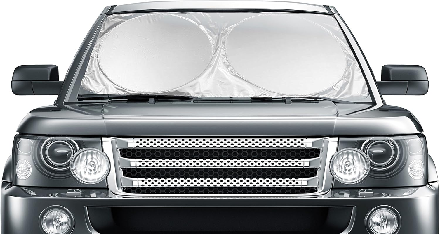 Car Windshield Sunshade (59" X 31.5") UV Protector Shields Auto & Keeps Vehicle Cooler - Easy to Use Pop up Car Sun Shade for Standard Size Front Windshields image number 1